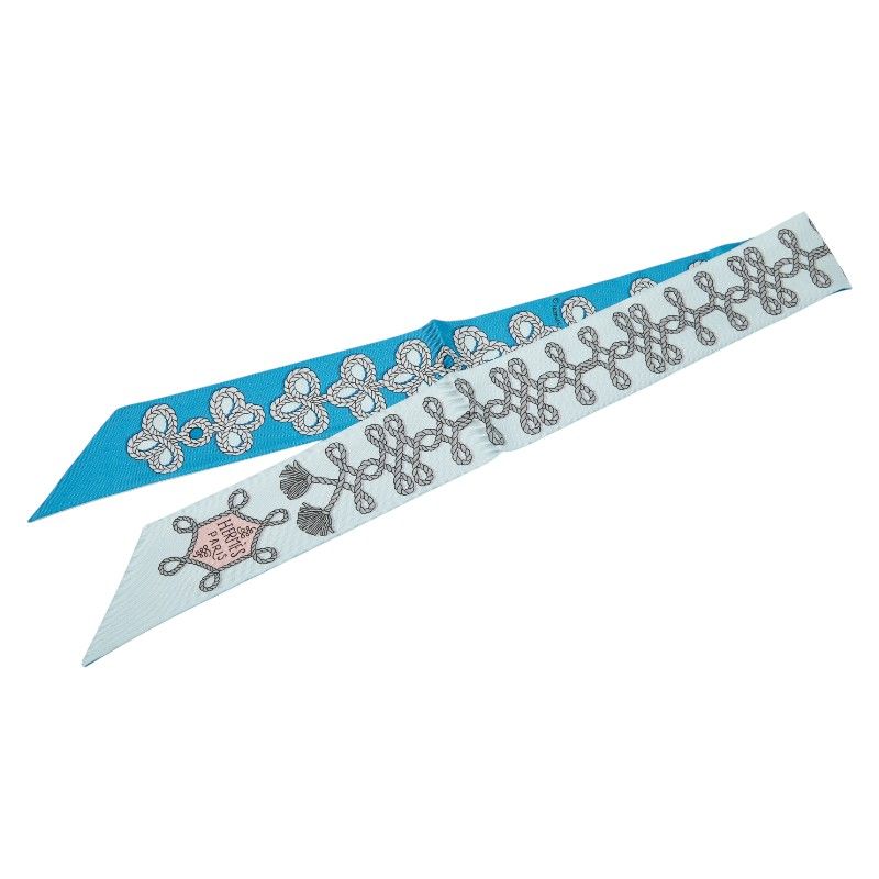 エルメス ツイリー Galons et Brandebourgs 飾緒とブランデンブルク飾り ブルー グレー レディース HERMES 1-0247794