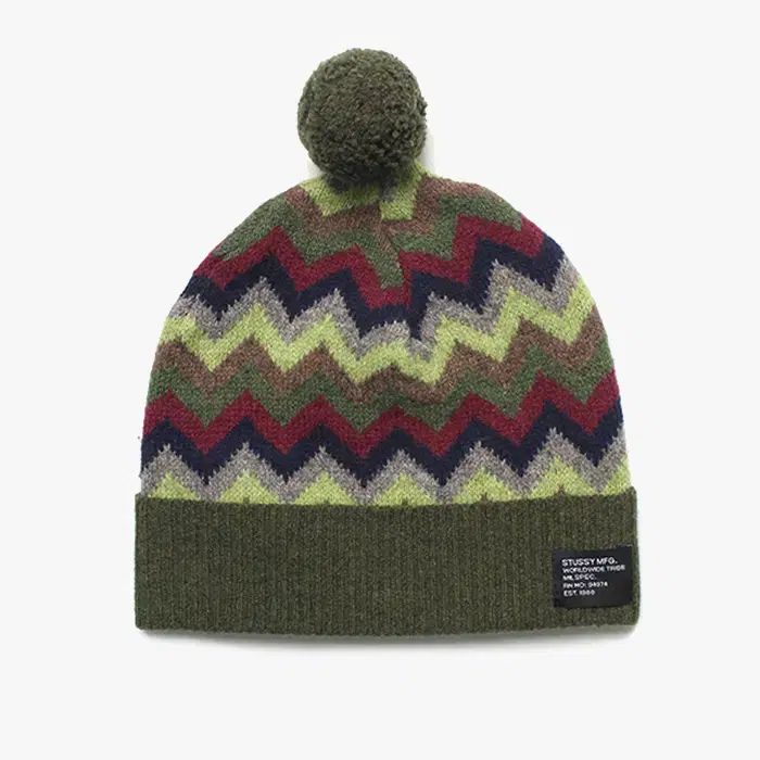 STUSSY Green Pattern Beanie