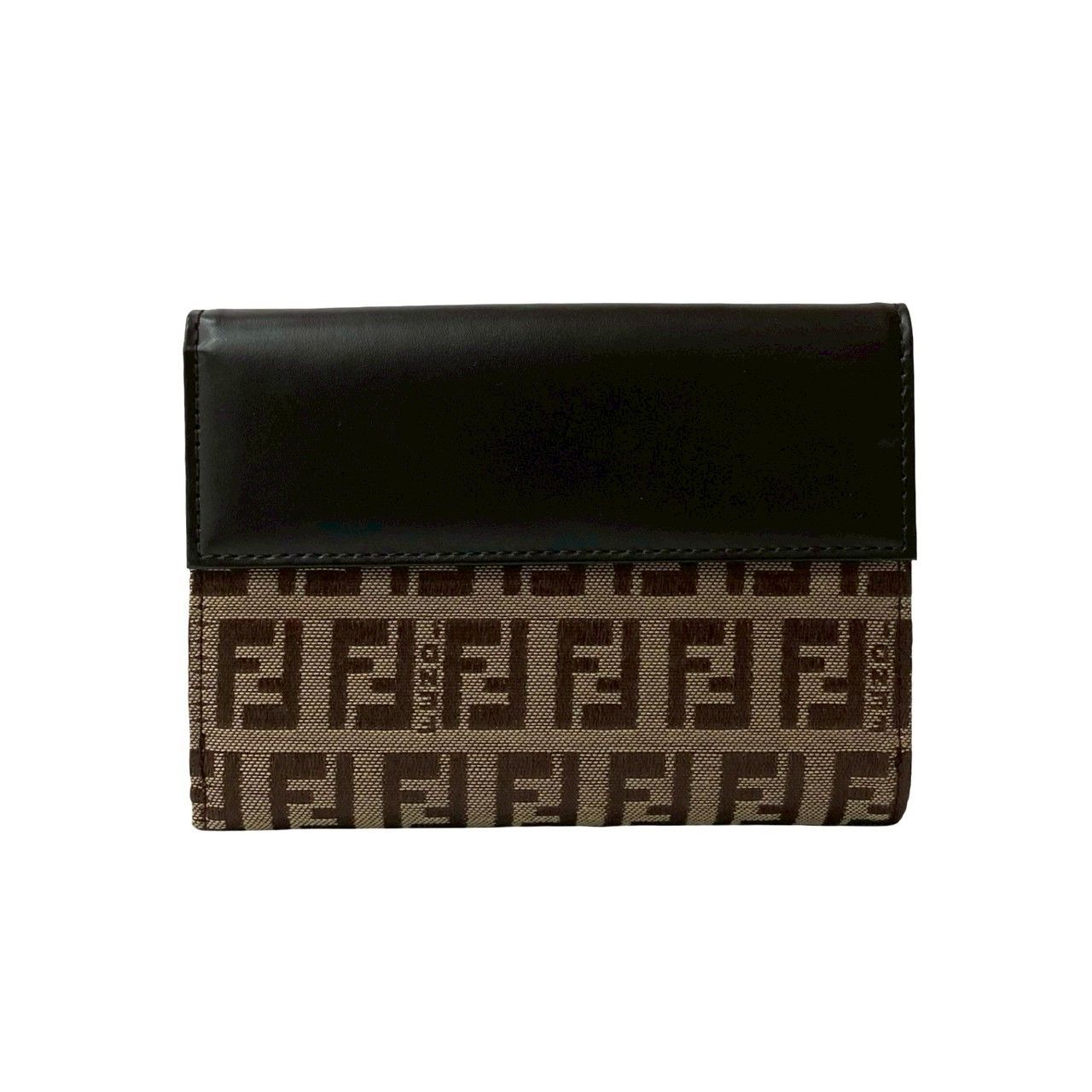 ほぼ未使用 箱付 FENDI フェンディ ズッキーノ FF ロゴ 柄 金具 レザー