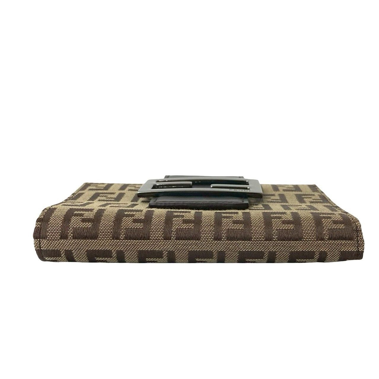 ✨未使用に近い✨　FENDI ミニ財布　ズッカ　ズッキーノ　キャンバス　FF柄 ほぼ未使用 箱付 FENDI フェンディ ズッキーノ FF ロゴ 柄 金具 レザー