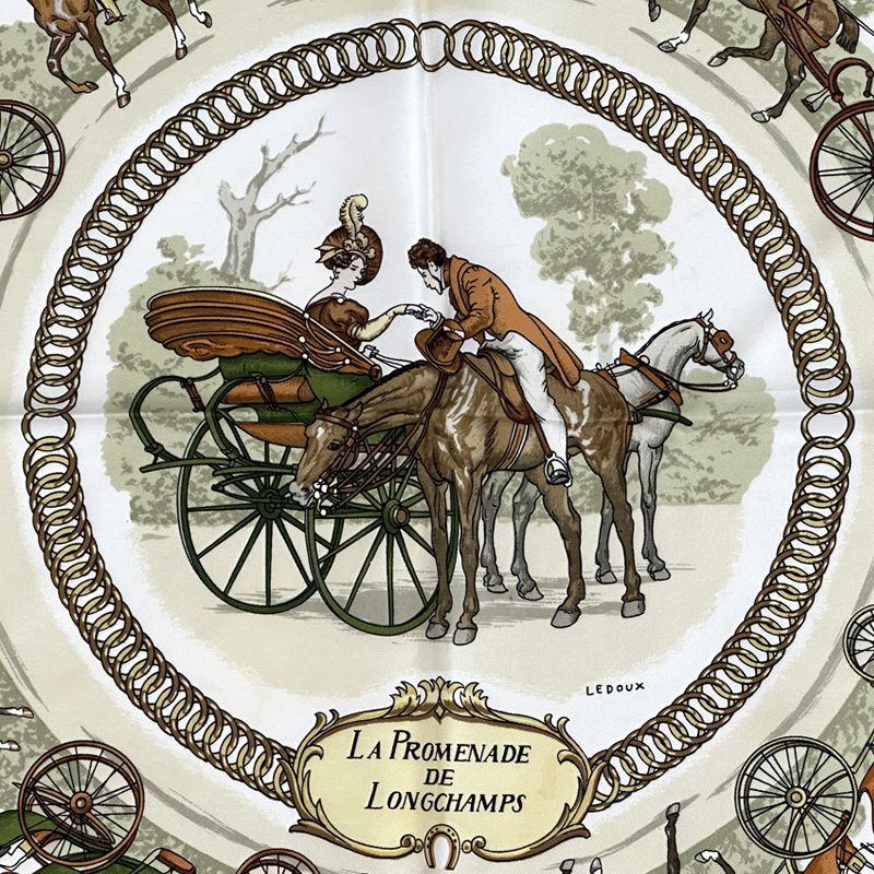 エルメス HERMES スカーフ カレ90 LA PROMENADE DE LONGCHAMPS