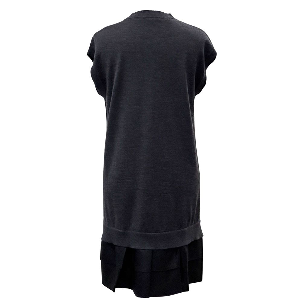 ルイ ヴィトン LOUIS VUITTON ワンピース レディース ブランド モノグラム ウール ダークグレー ブラック M スパンコール フ ノースリーブ