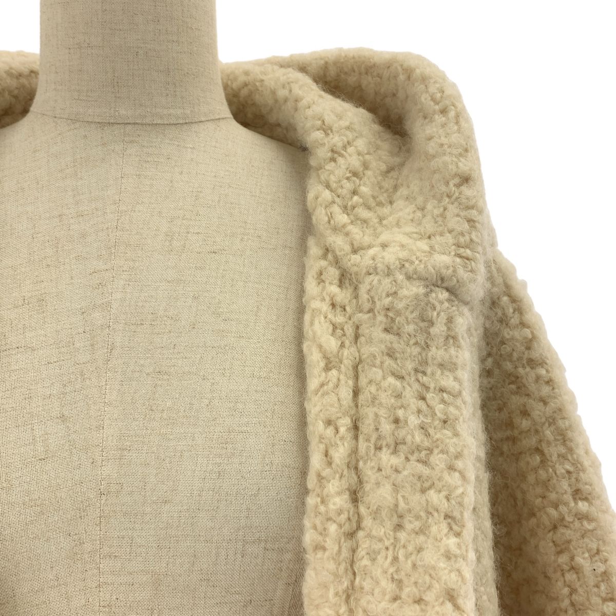 Drawer ドゥロワー 3 Gミラノ編みフーデッドニットコート ベージュ レディース