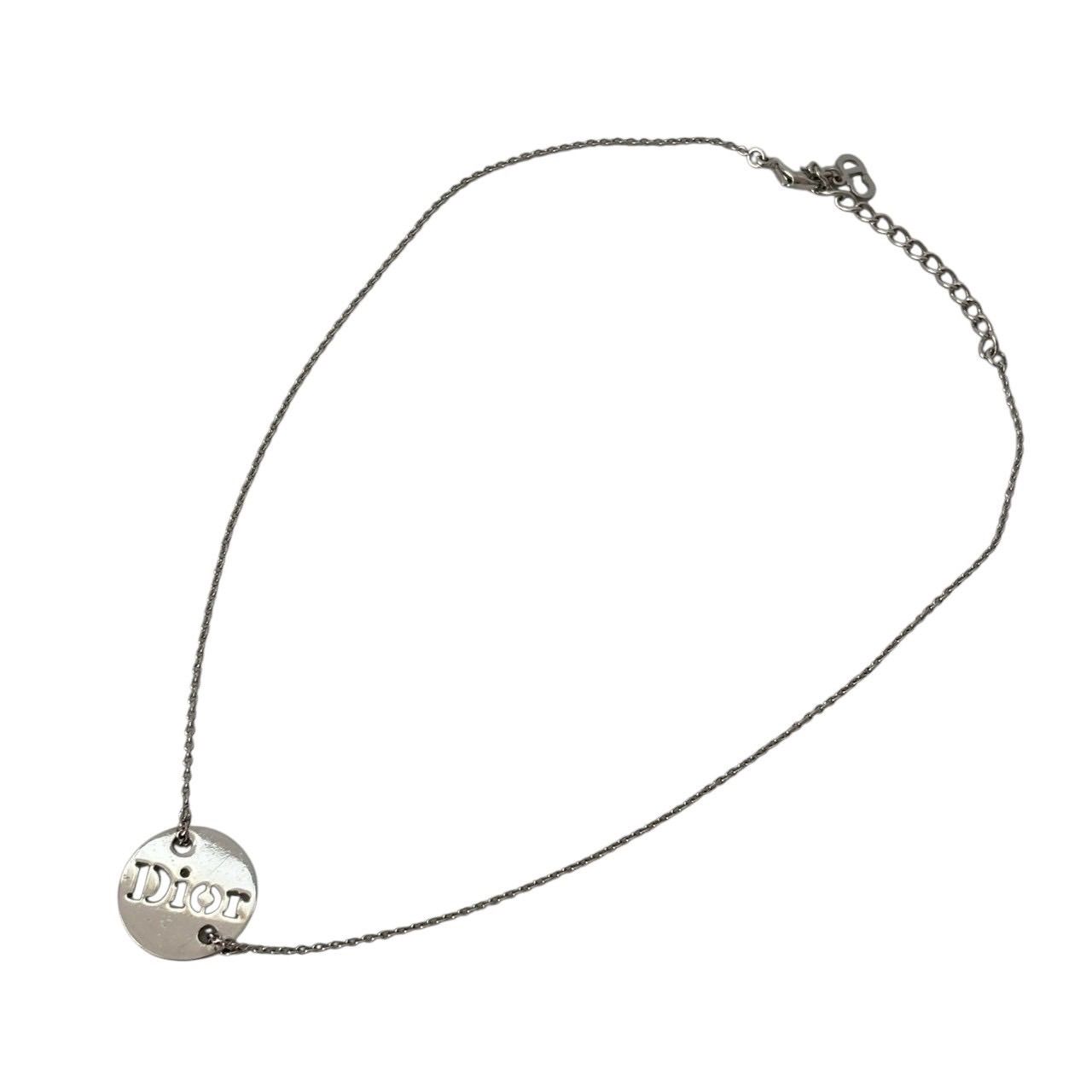 Christian Dior ディオール ネックレス ジュエリー 小物 サークル ロゴ メタル シルバー