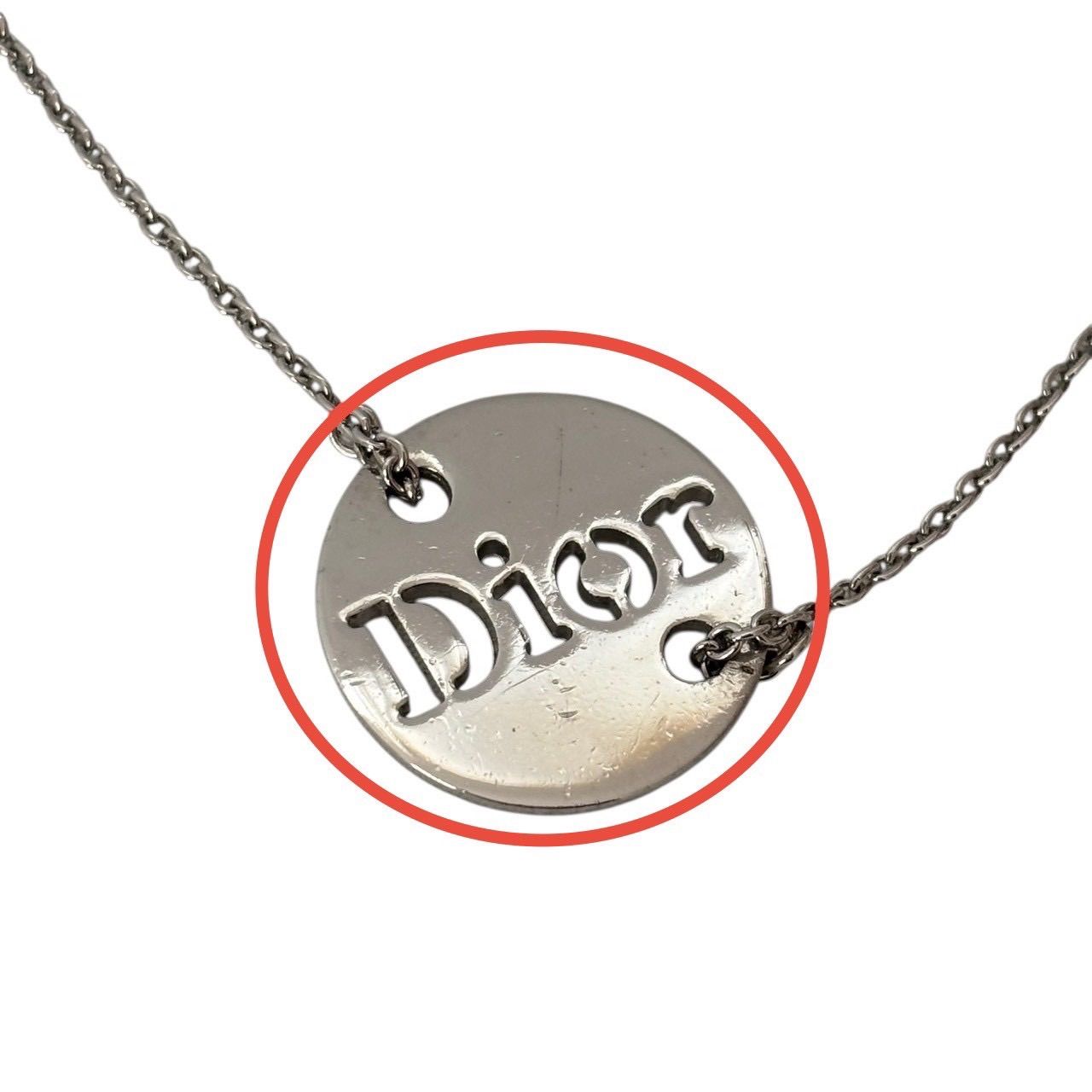 Christian Dior ディオール ネックレス ジュエリー 小物 サークル ロゴ メタル シルバー