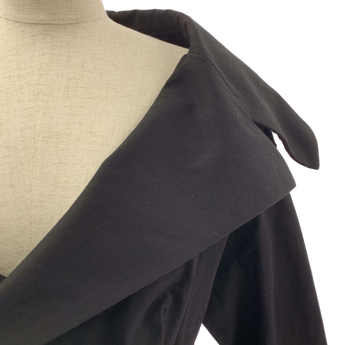 Yohji Yamamoto FEMME ヨウジヤマモトファム 2003 SS high-collar wrap dress 裁ち切り加工 ロングドレス コート 1 ブラック レディース