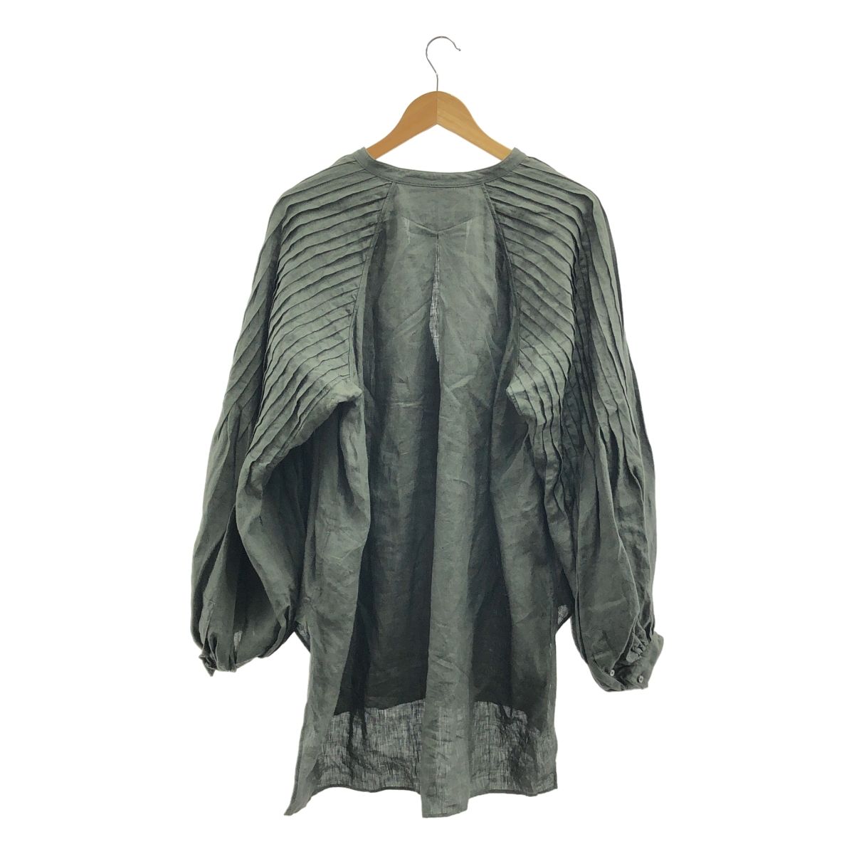 JUN MIKAMI アイリッシュリネンタックスリーブブラウス チャコール 美品】 JUN MIKAMI / ジュンミカミ | アイリッシュリネンタック