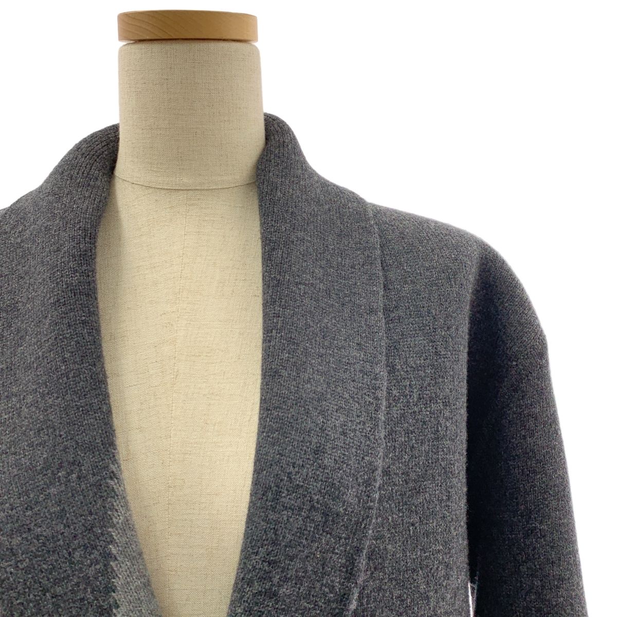 HERMES エルメス カシミヤ混 ガウンコート 34 グレー レディース