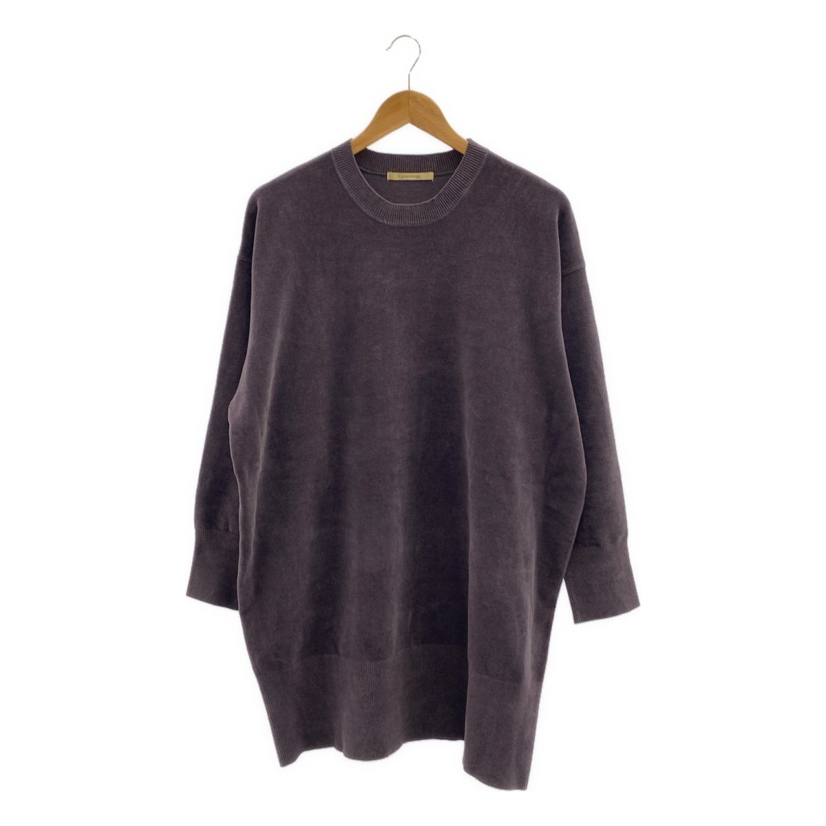 Curensology カレンソロジー 2025 AW ニット ベロア チュニック ワンピース F ブラック レディース