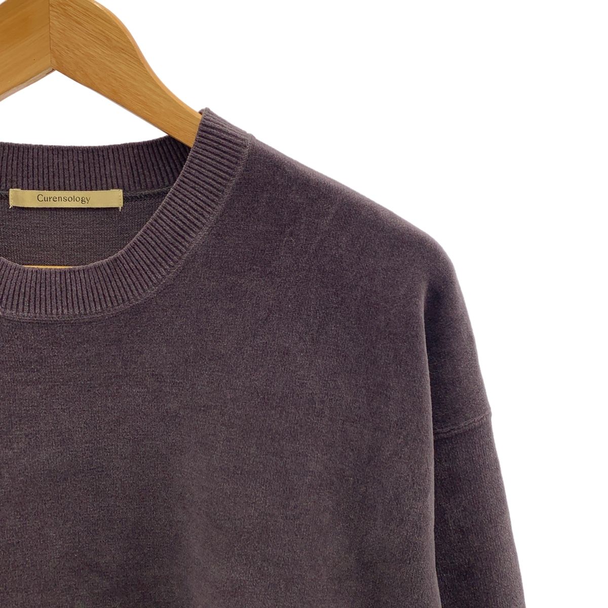 Curensology カレンソロジー 2025 AW ニット ベロア チュニック ワンピース F ブラック レディース