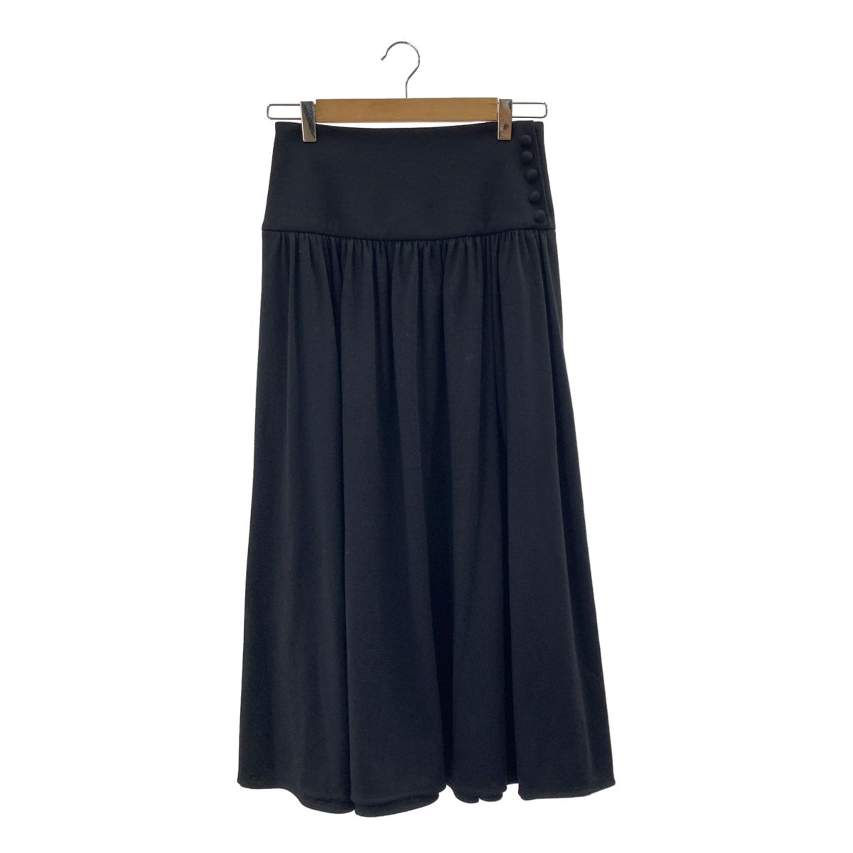BORDERS at BALCONY ボーダーズアットバルコニー WEEKEND SKIRT ウール ギャザー スカート 36 ブラック ホワイト レディース