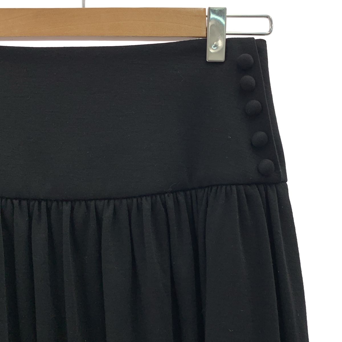 BORDERS at BALCONY ボーダーズアットバルコニー WEEKEND SKIRT ウール ギャザー スカート 36 ブラック ホワイト レディース