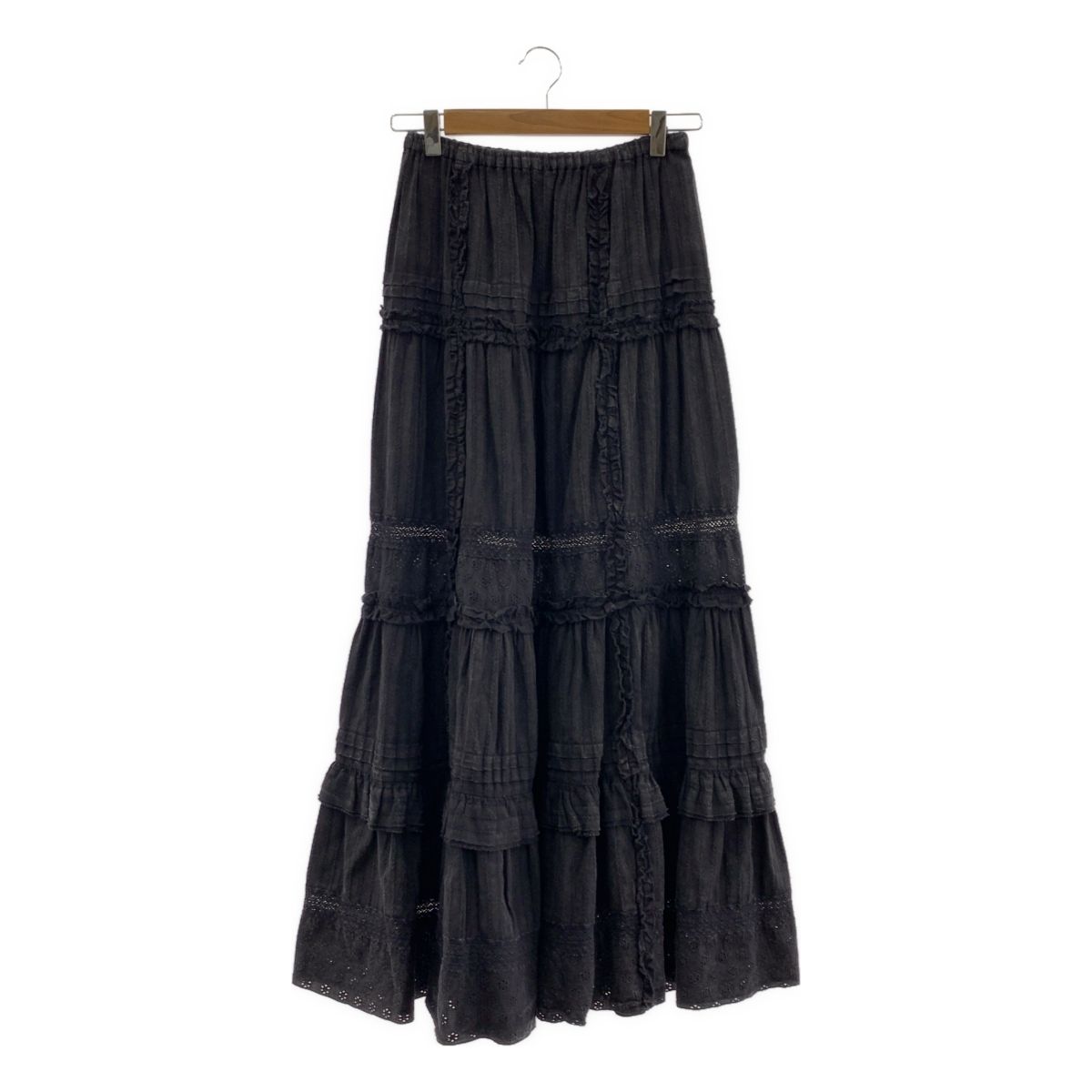 PRANK PROJECT プランクプロジェクト Pigment Cotton Lace Maxi Skirt ピグメント コットン レース マキシ イージースカート 36 ブラック レディース