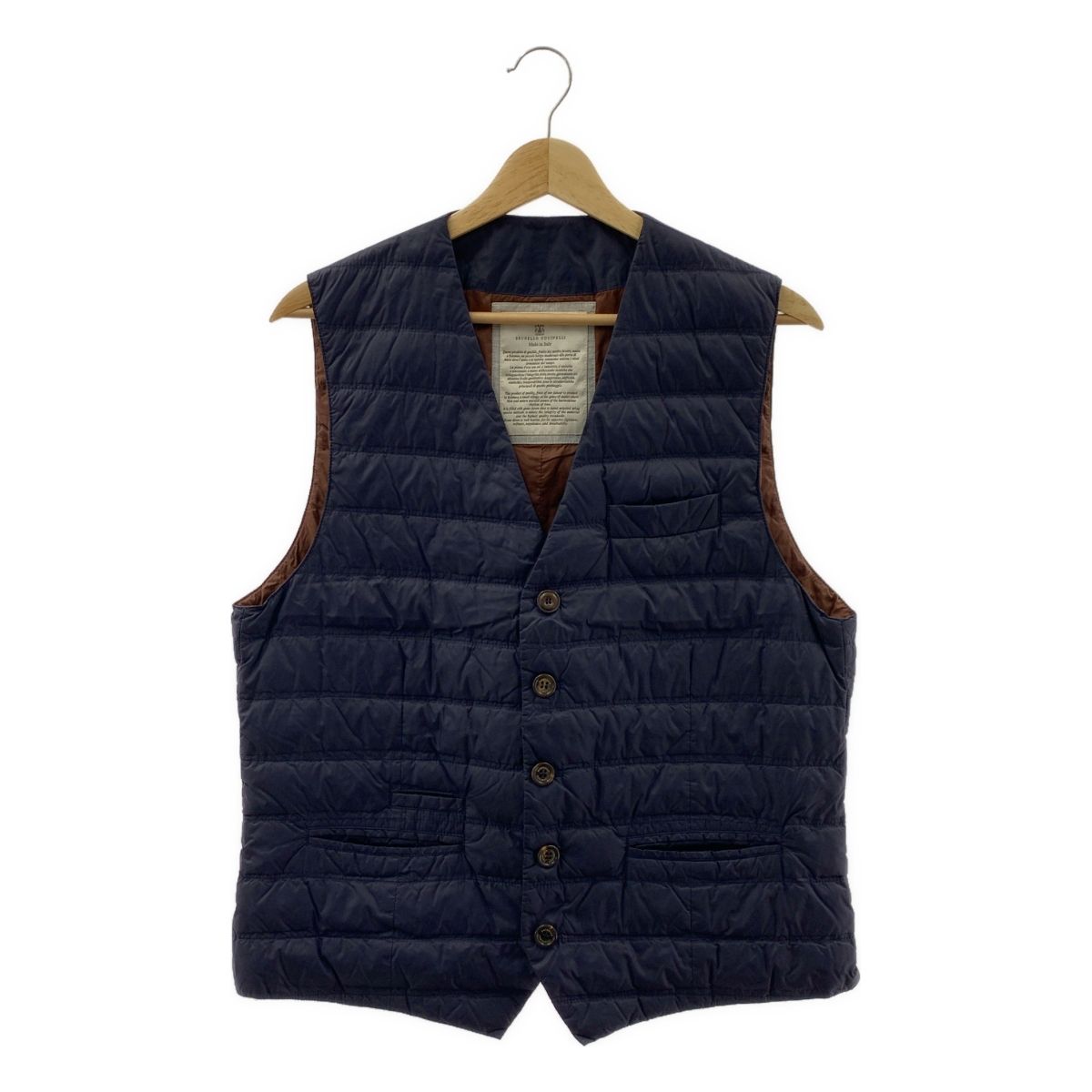 ブルネロクチネリ ロゴボタン ダウンベスト 50 ネイビー メンズ