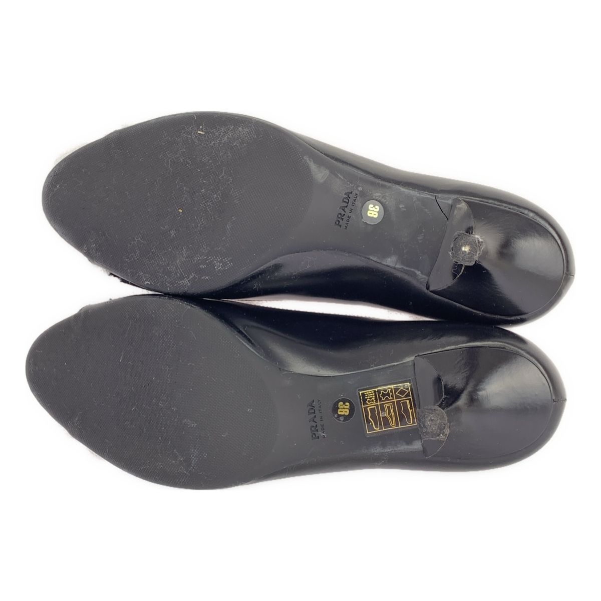PRADA / プラダ | オープントゥ リボン パンプス | 36 | ブラック