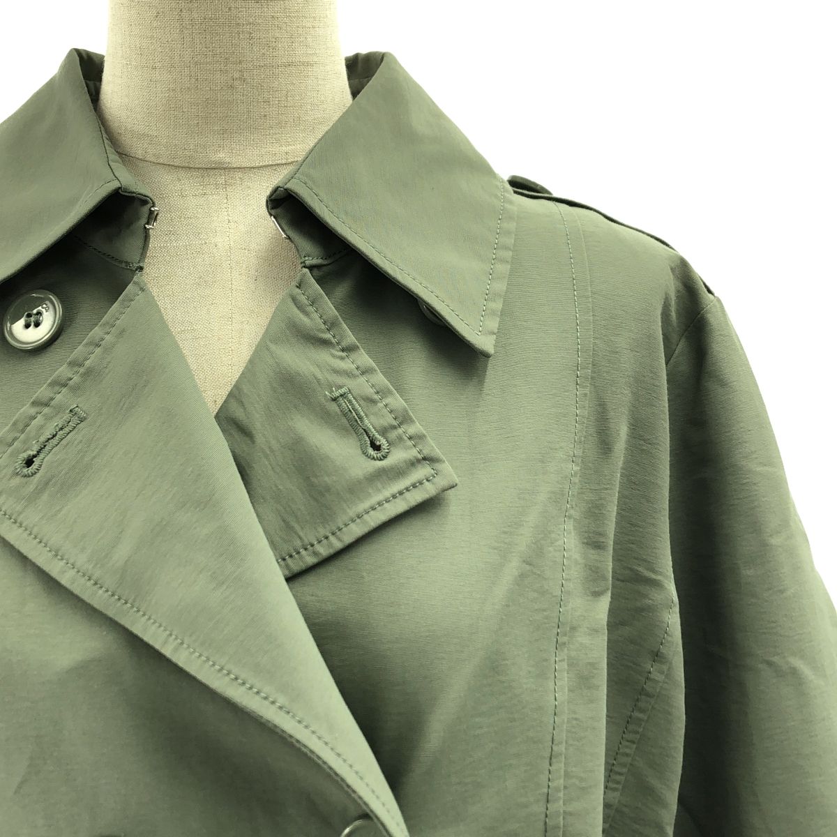 Max-Co. マックスアンドコー ダブルブレスト トレンチ コート 42 グリーン レディース