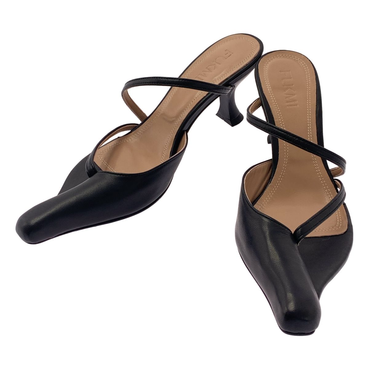 None FUKMI フクミ Johnny 65 ヒール サンダル 36 1 2 ブラック レディース