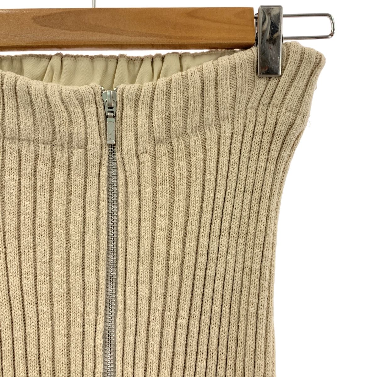 THE SHISHIKUI シシクイ RIB Skirt コットン センタージップ リブスカート S グレージュ レディース