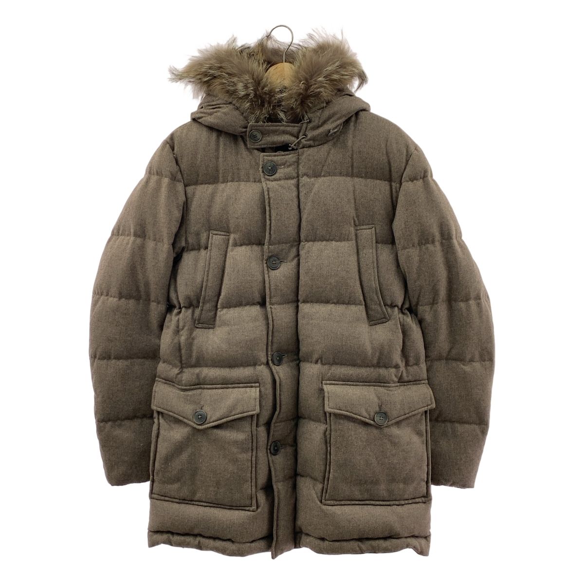 HERNO ヘルノ カシミヤ ダウンコート コヨーテ ファーフーディ ブラウン メンズ
