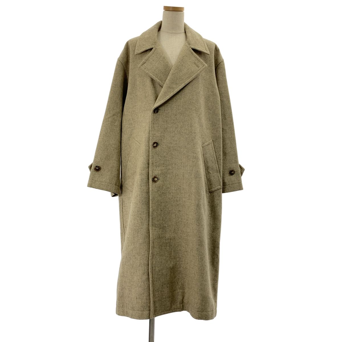 AURALEE オーラリー SUPER MILLED WOOL DOUBLE- COAT ウール ダブルブレスト コート 1 ベージュ レディース