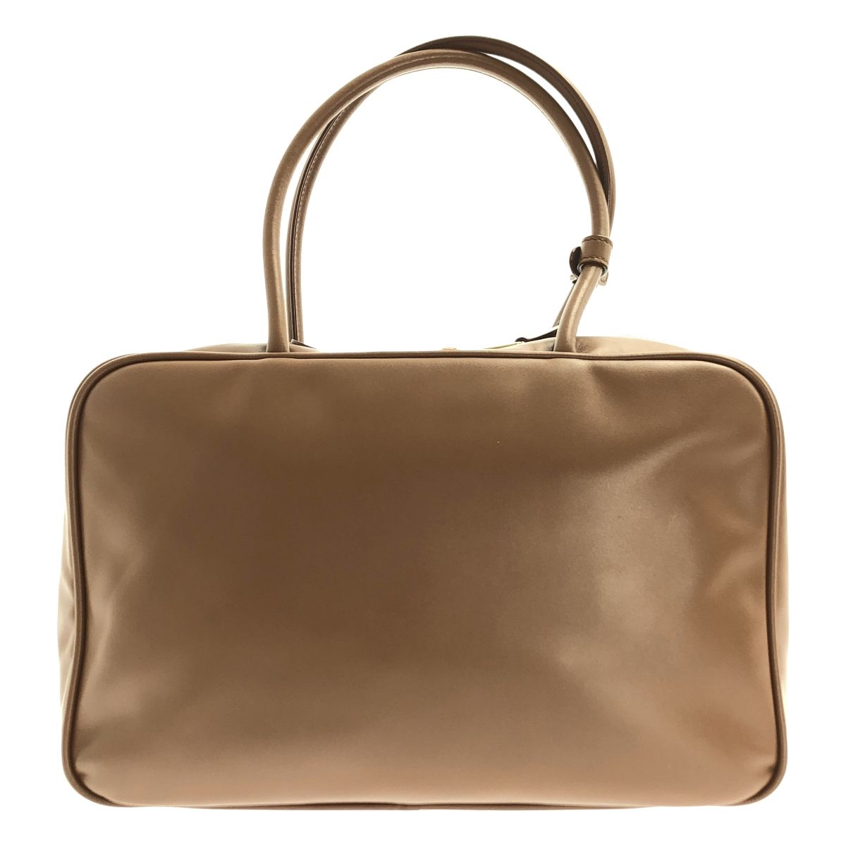 miu ミュウミュウ Beau レザー ロゴ トップハンドル ボー バッグ ブラウン レディース