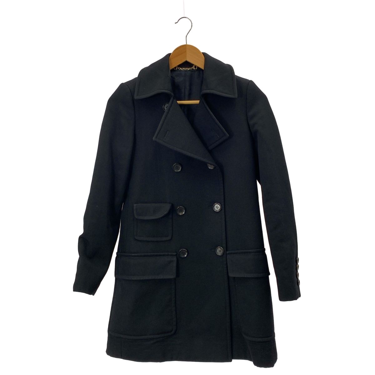 GUCCI ブラック ウール ピーコート　38 GUCCI / グッチ | ウール シルク ロングピーコート | 38 | ブラック