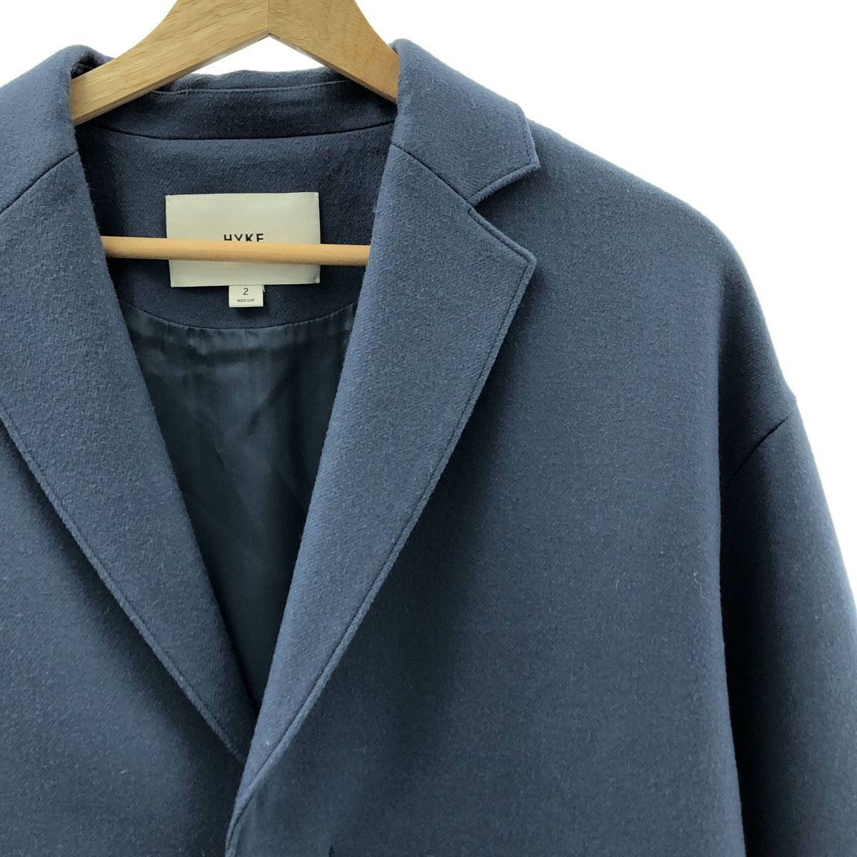 HYKE ハイク WOOL SHOP COAT ウール ショップ コート 2 ブルー レディース