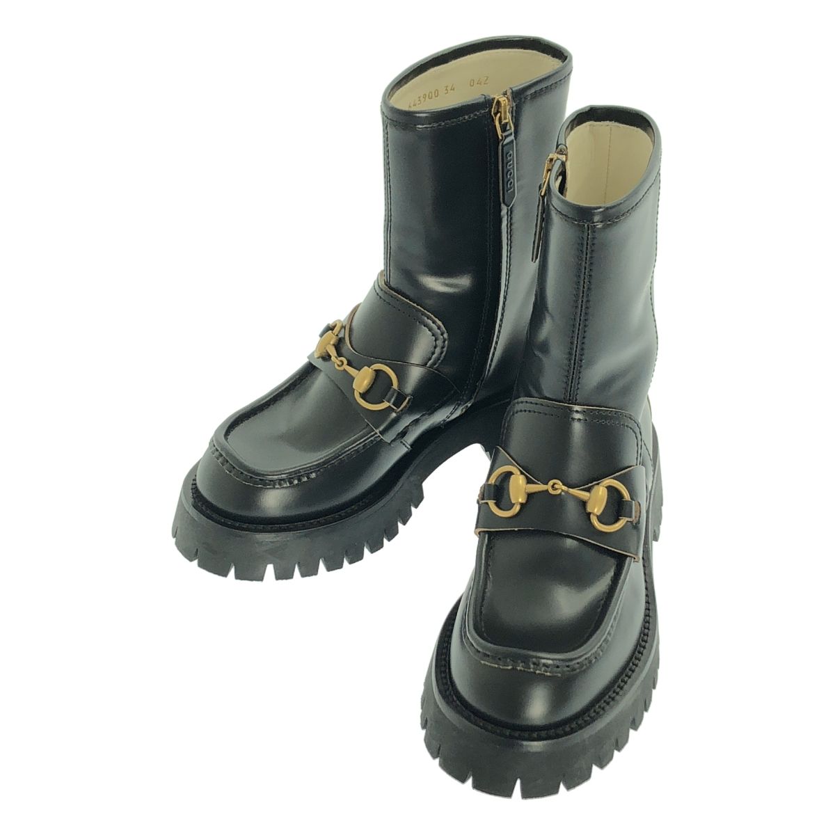 GUCCI グッチ ANKLE BOOTS bee ホースビット ビー レザー ショートブーツ 22 ブラック レディース