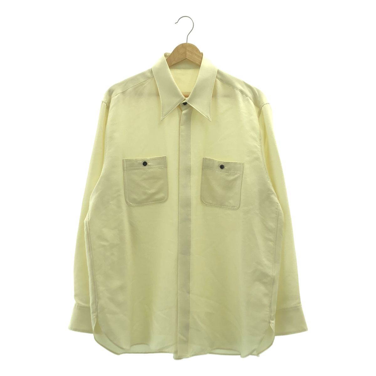 IRENISA イレニサ 2025 AW Chest Pocket Shirt ウール シルク ロングスリーブシャツ 3 アイボリー メンズ