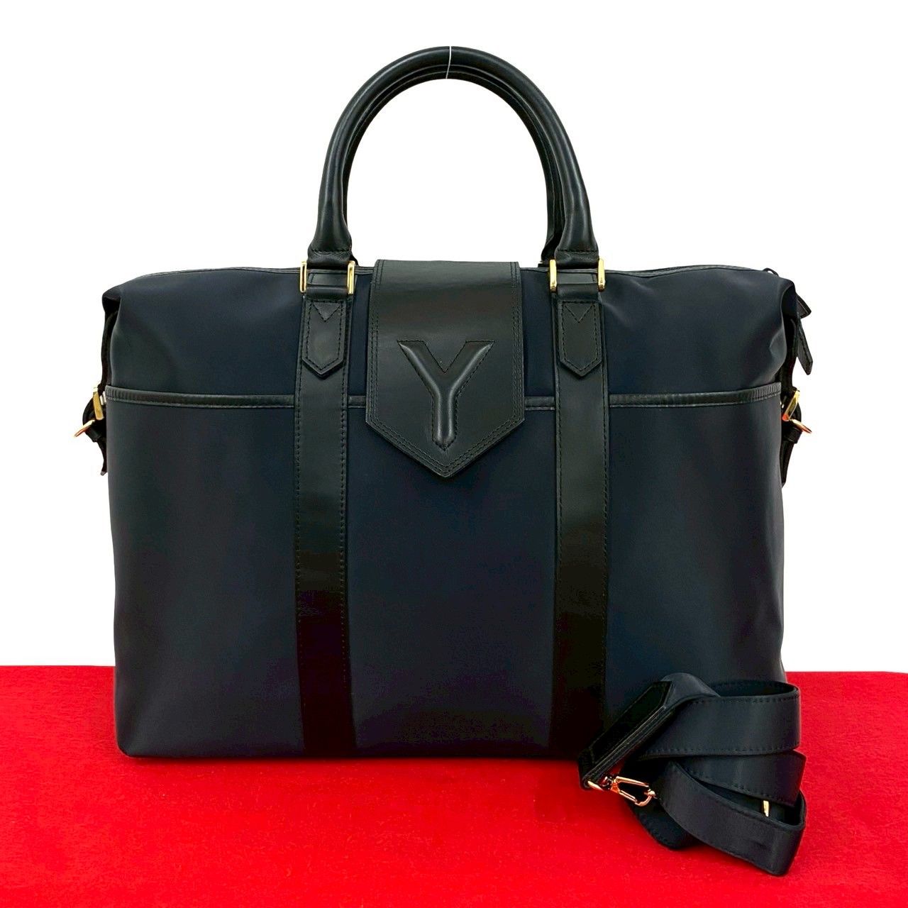 極 美品 YVES SAINT LAURENT イヴ サンローラン Y ロゴ ステッチ 