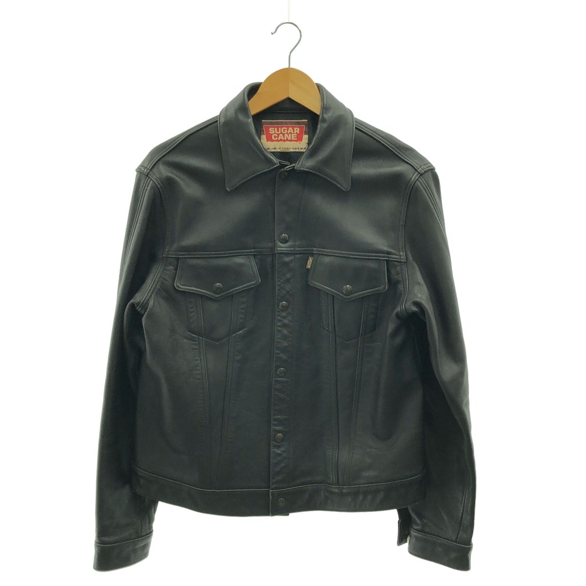 SUGAR CANE シュガーケーン レザー トラッカージャケット 40 ブラック メンズ