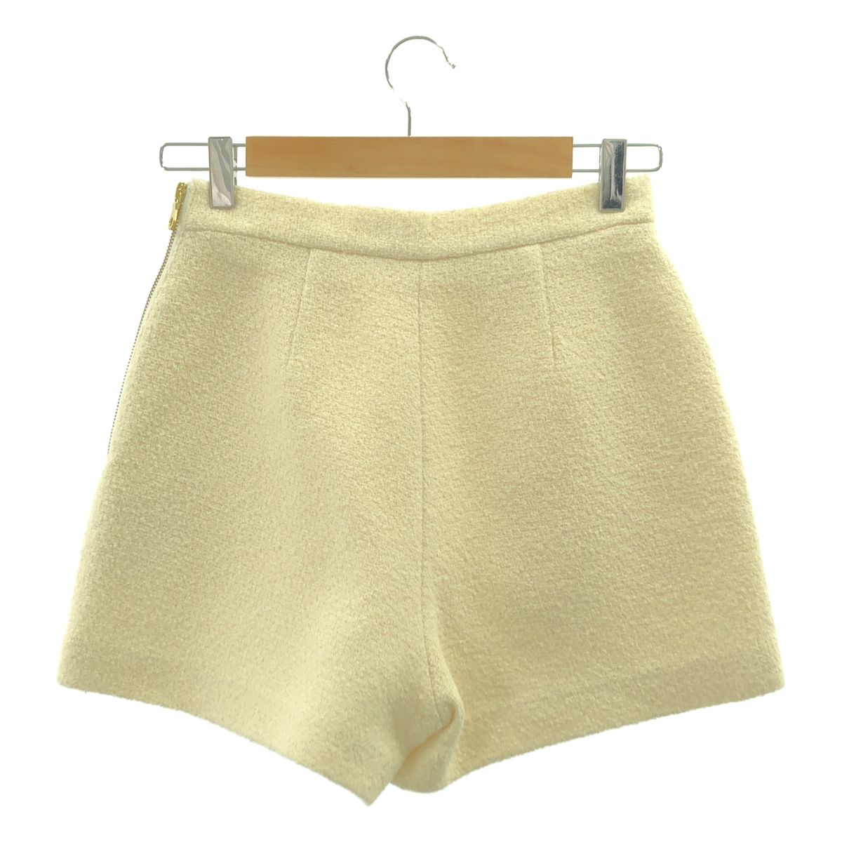 sheller シェリエ ゴールドZIPショートパンツ 美品】 sheller / シェリエ | ウール混 サイドジップ タック ショート