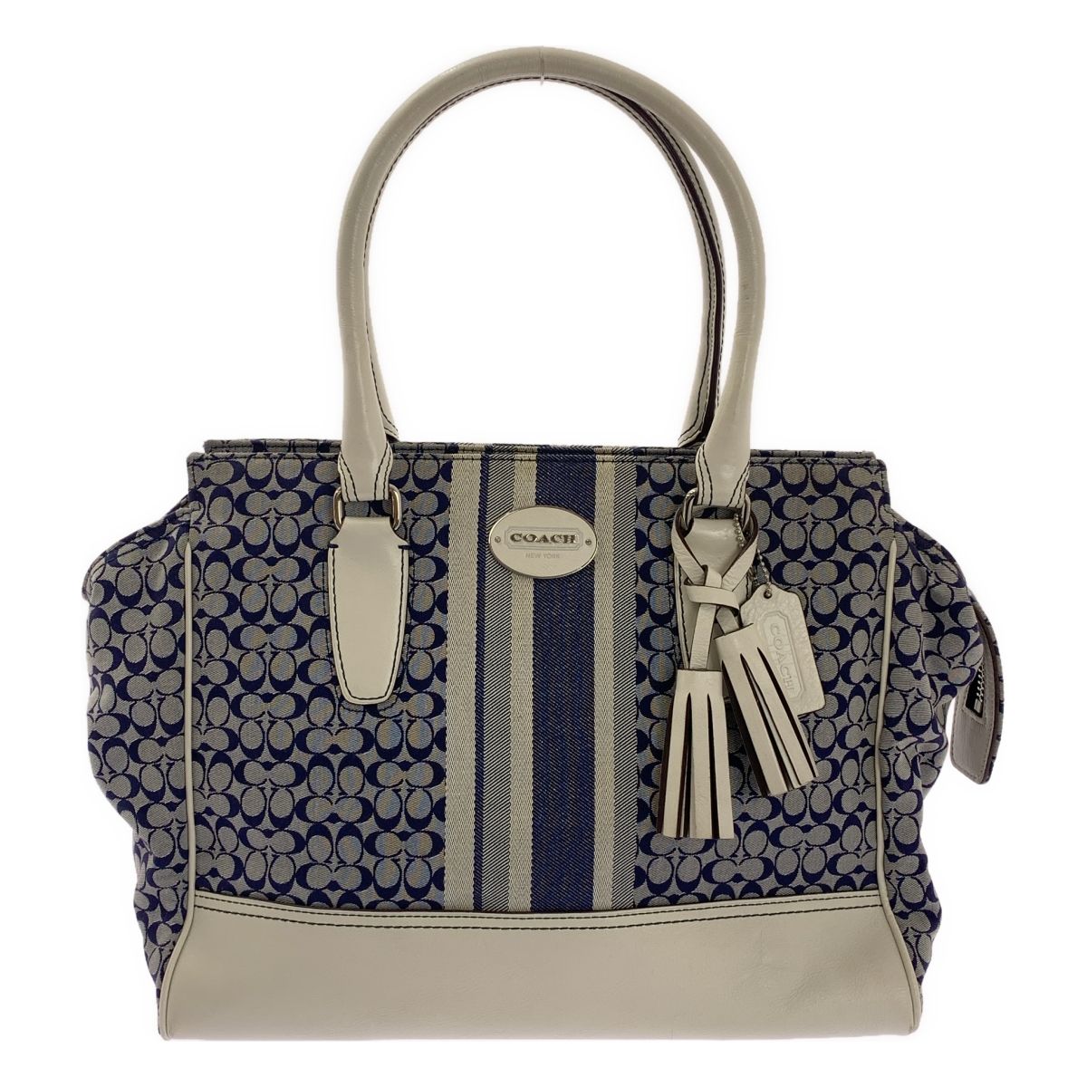 コーチ COACH シグネチャー タッセル トート ハンドバッグ 茶系 【公式 
