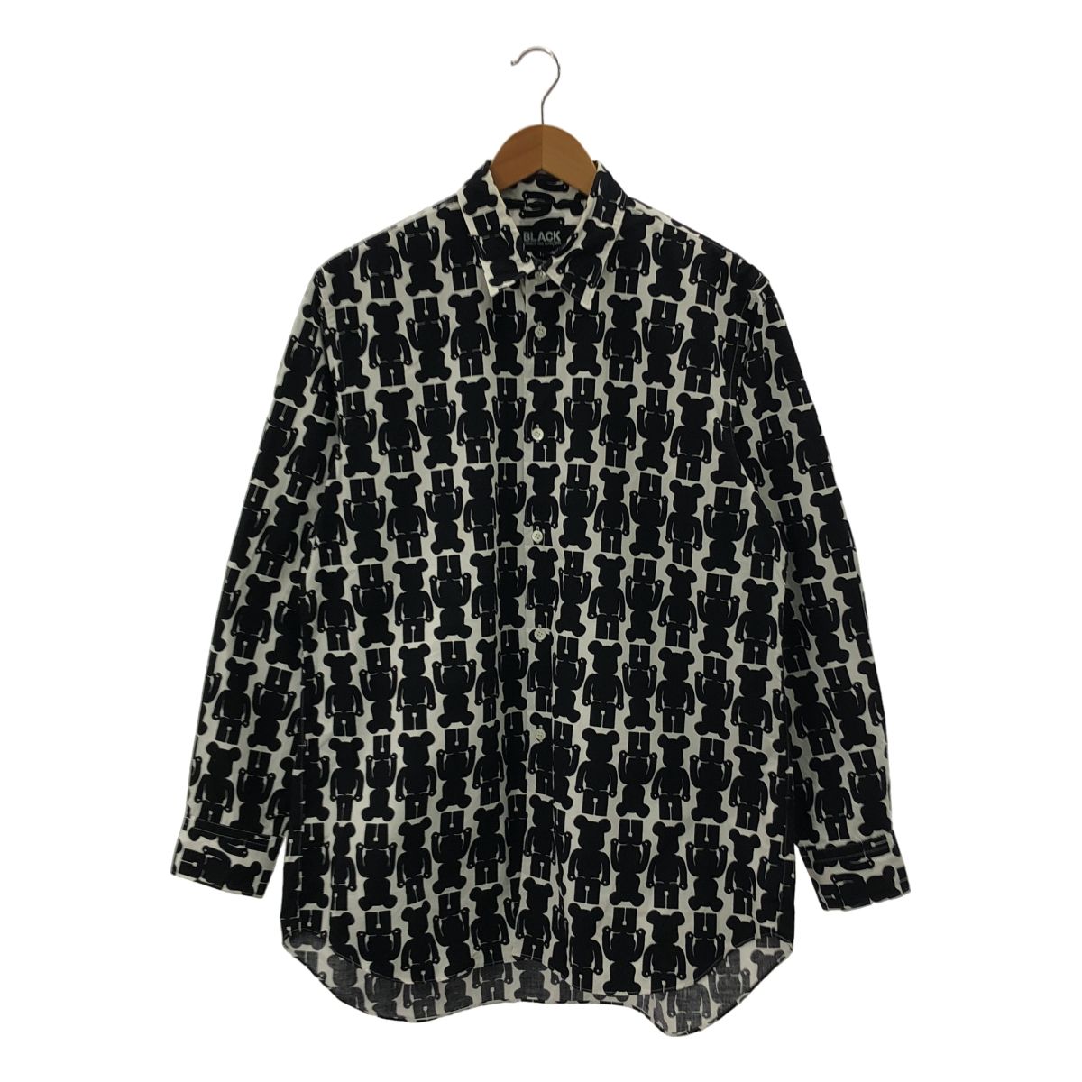 BLACK COMME des GARCONS ブラックコムデギャルソン 2009 SS MEDICOM TOY メディコムトイ ベアブリック 総柄プリント シャツ L ブラック メンズ