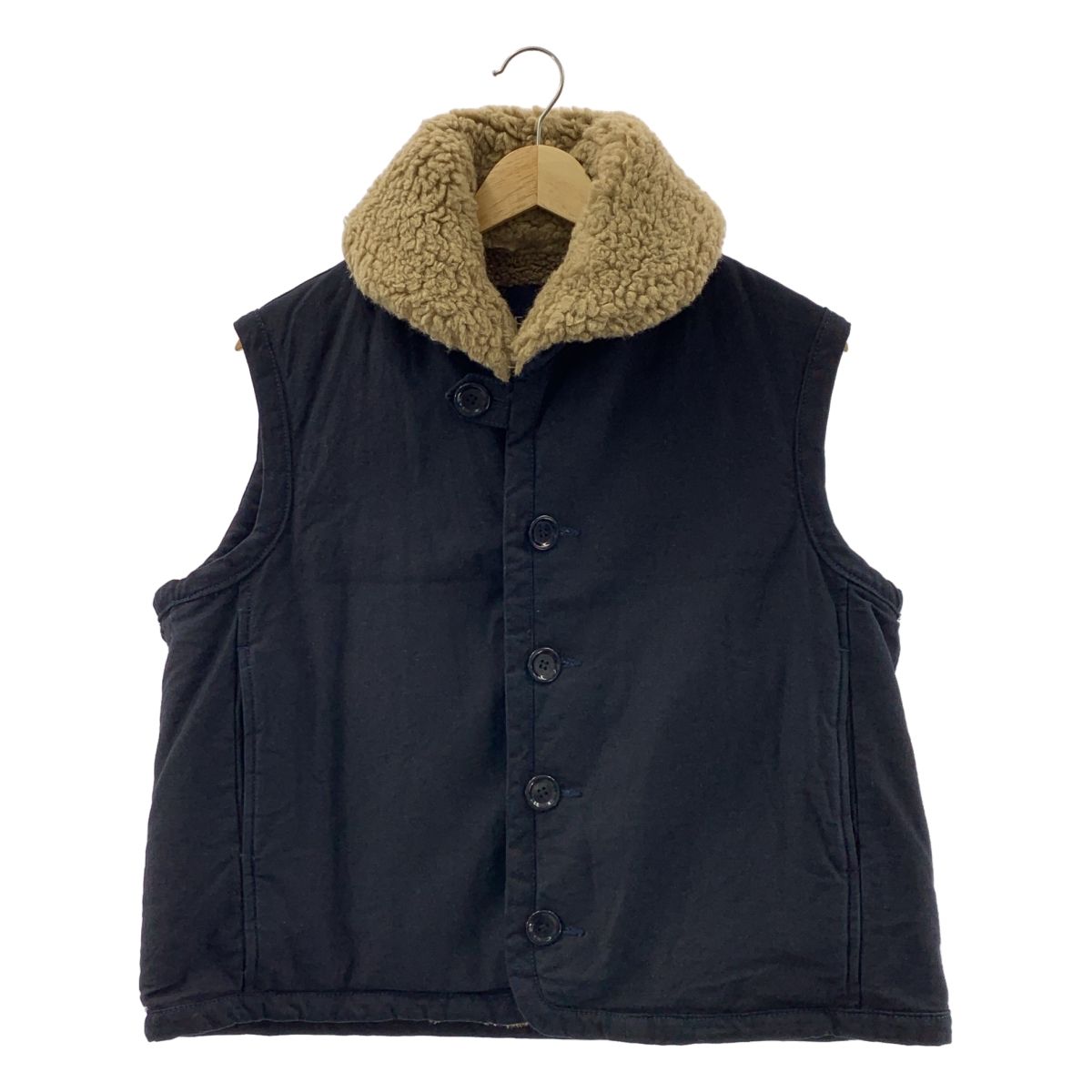 45 r フォーティファイブアール サテン ボア ベスト 2 ネイビー ブラウン レディース