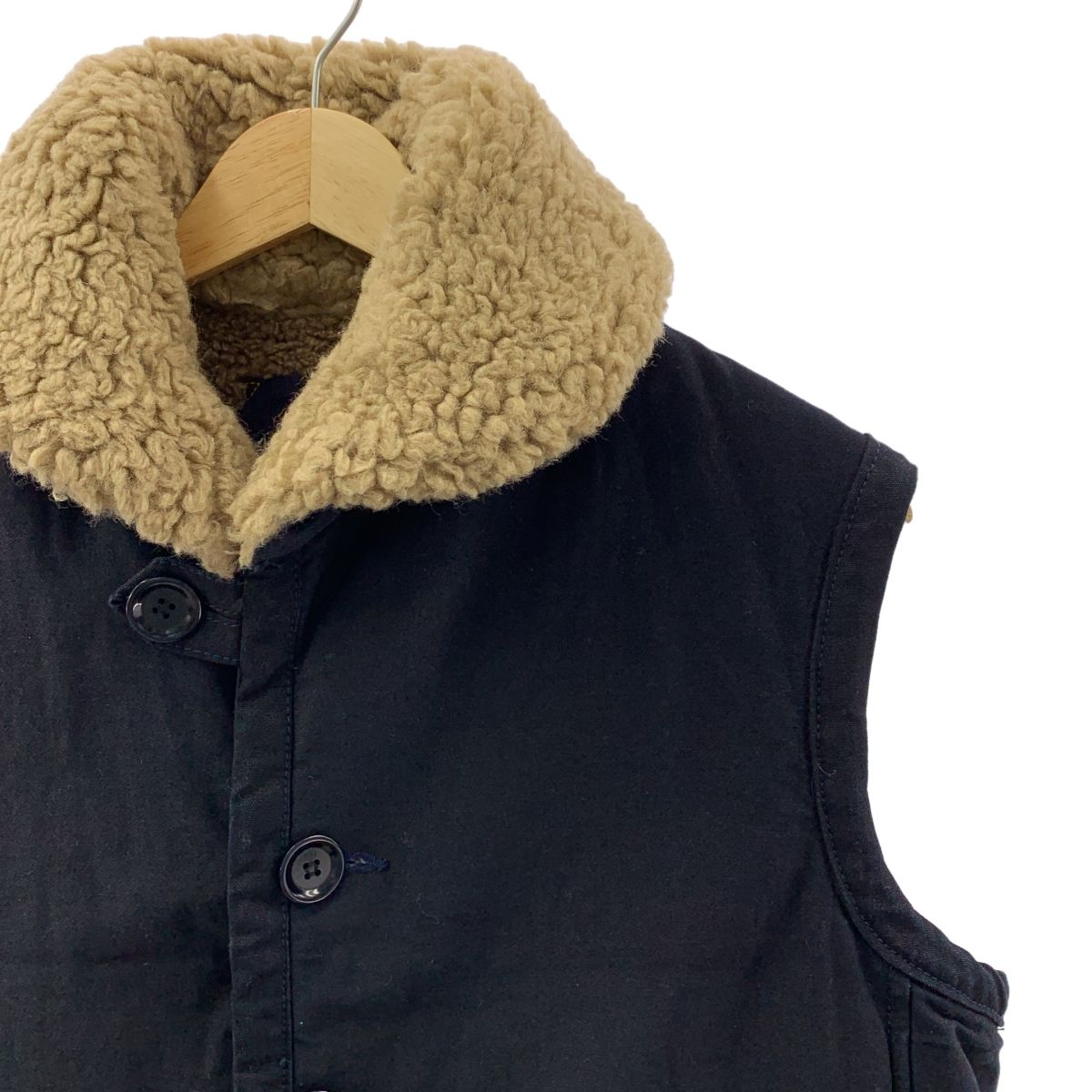 45 r フォーティファイブアール サテン ボア ベスト 2 ネイビー ブラウン レディース