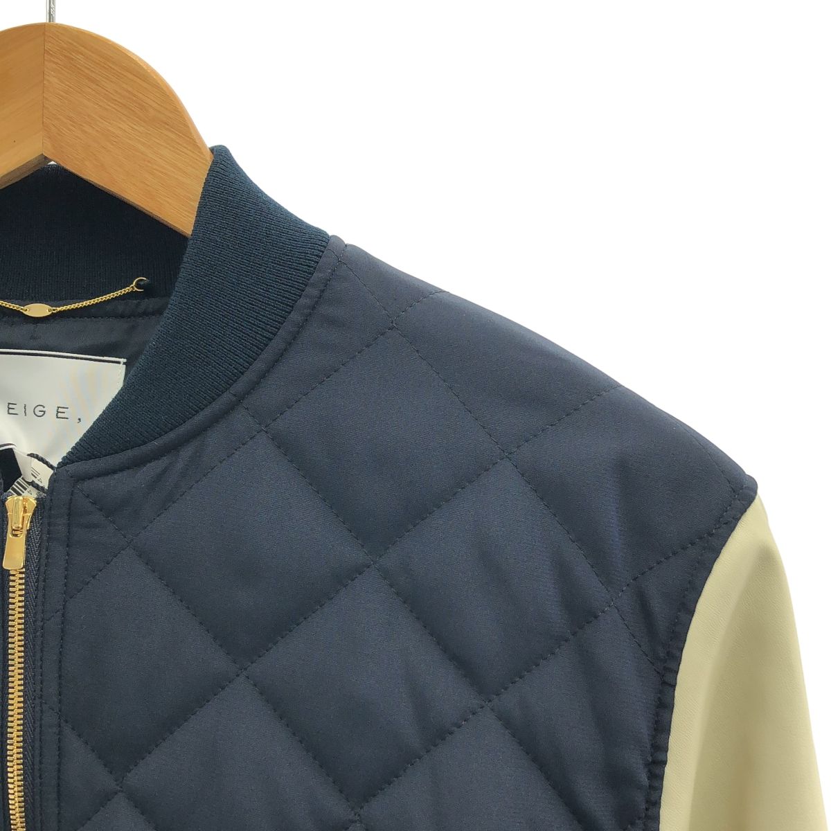 BEIGE ベイジ キルティング ジャケット スタジャン ブルゾン 4 ネイビー オフホワイト レディース