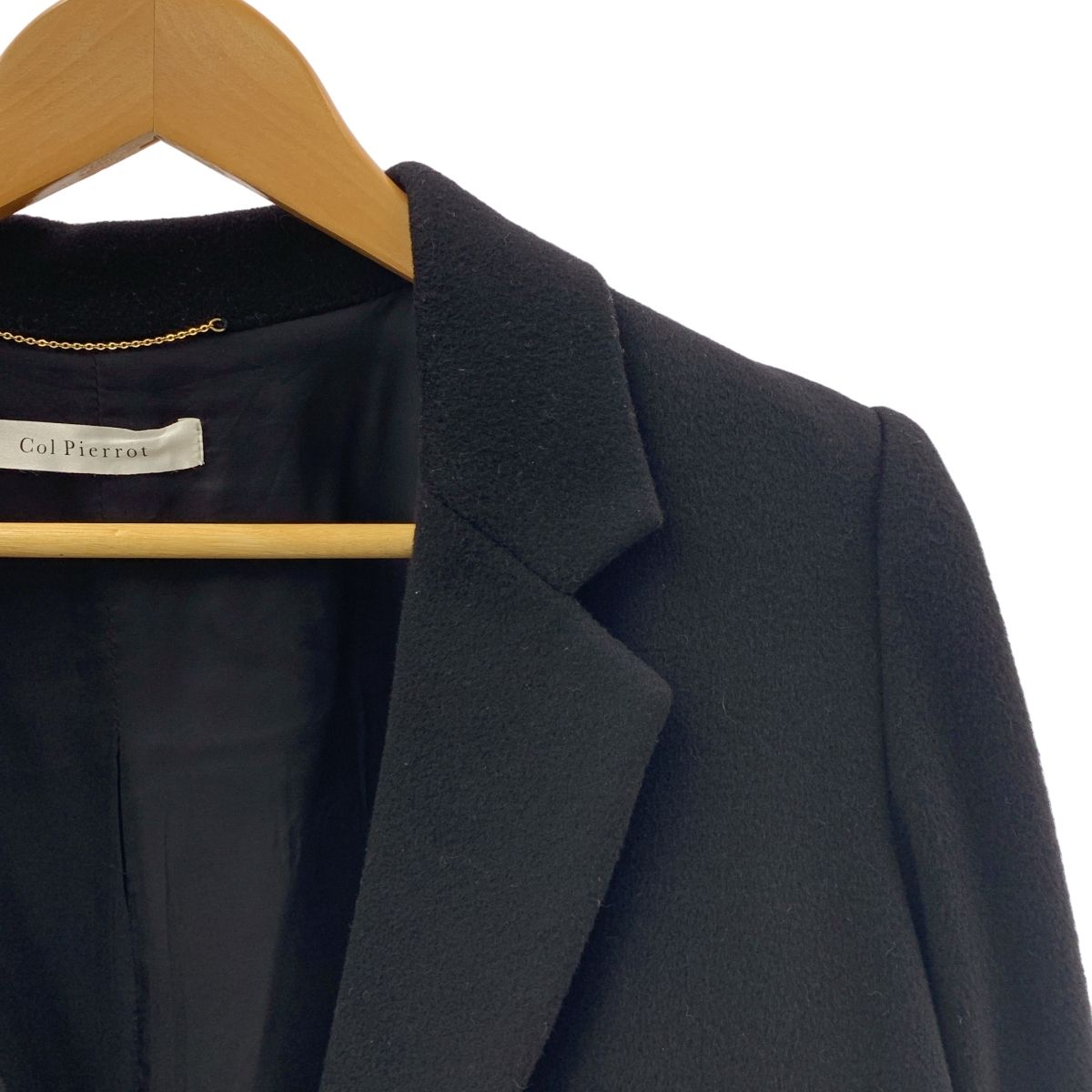 MUSE de Deuxieme Classe ミューズドゥーズィーエムクラス 2025 AW Col Pierrot CASHMERE シングル ジャケット 総裏地 F ブラック レディース