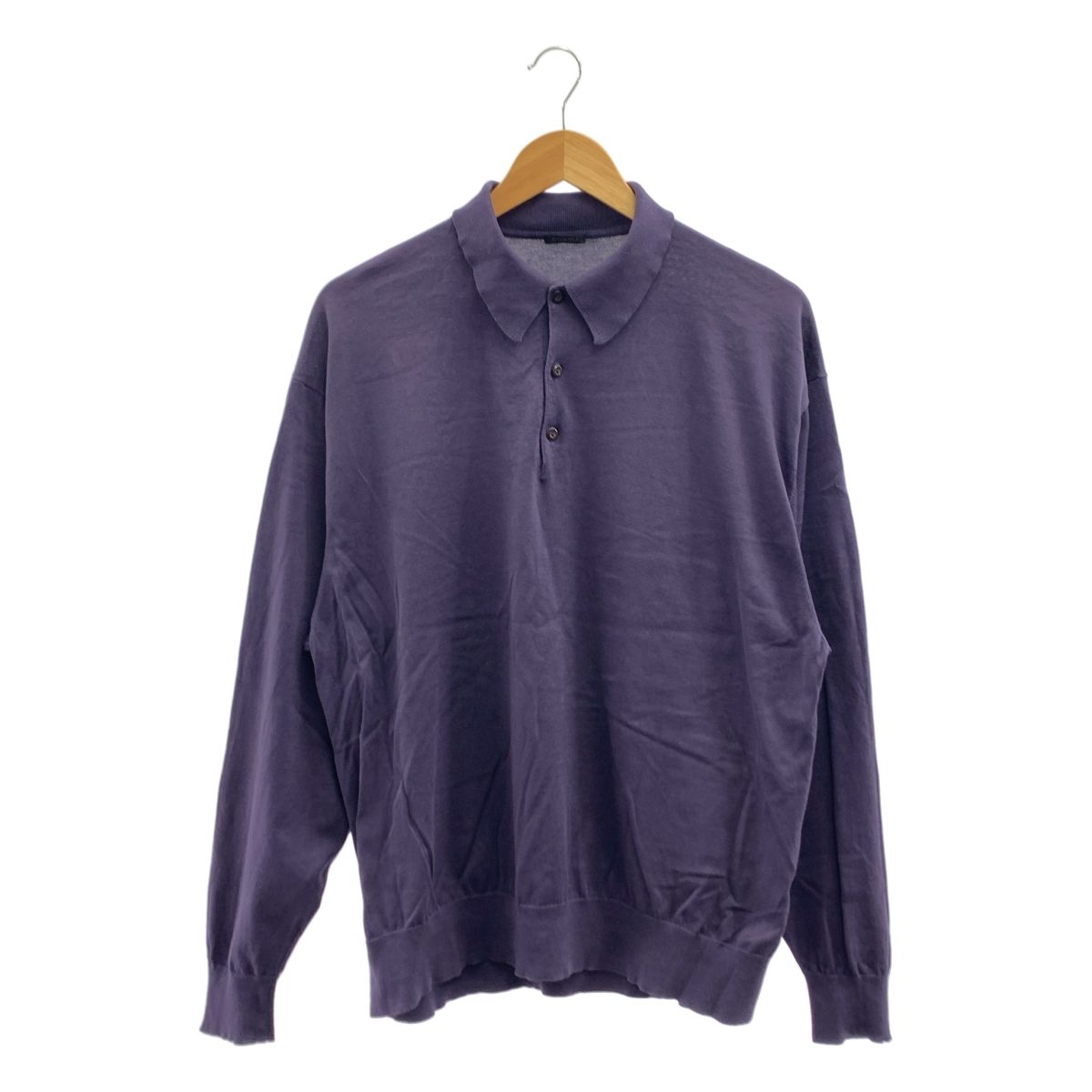 COMOLI コモリ 2025 SS 18 G長袖 ニットポロシャツ 3 パープル メンズ