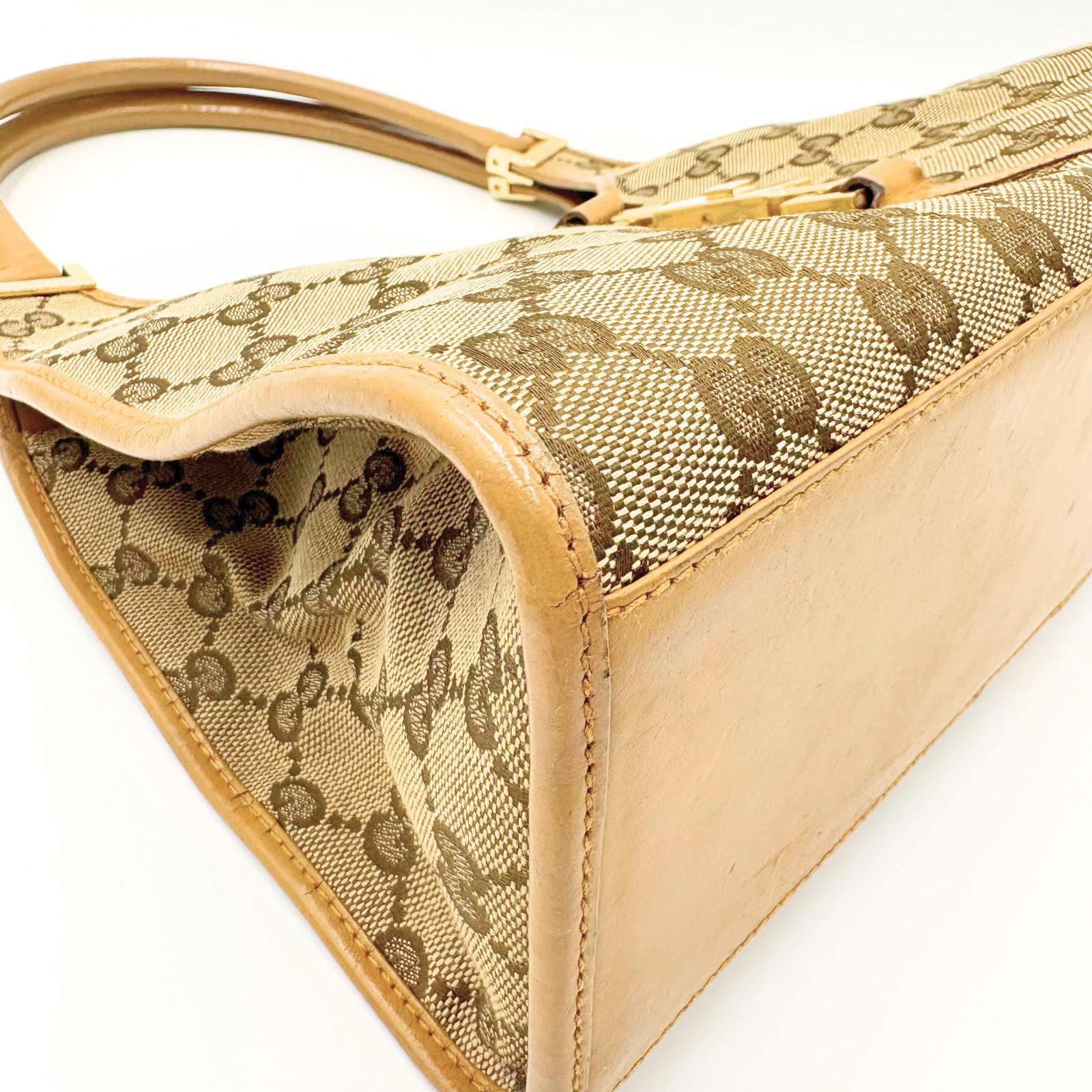 GUCCI グッチ ジャッキー GGキャンバス ハンドバッグ レザー 