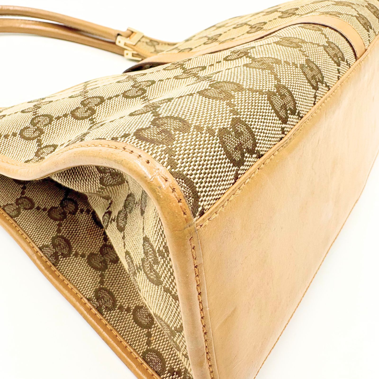 GUCCI グッチ ジャッキー GGキャンバス ハンドバッグ レザー 