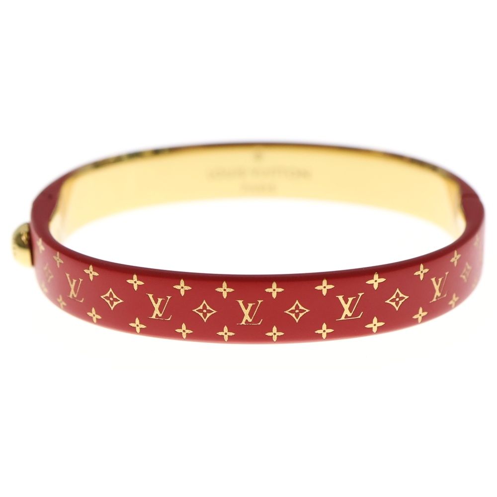Louis Vuitton レッド ゴールド バングル LOUIS VUITTON (ルイヴィトン) カフ ナノグラム ブレスレット バングル