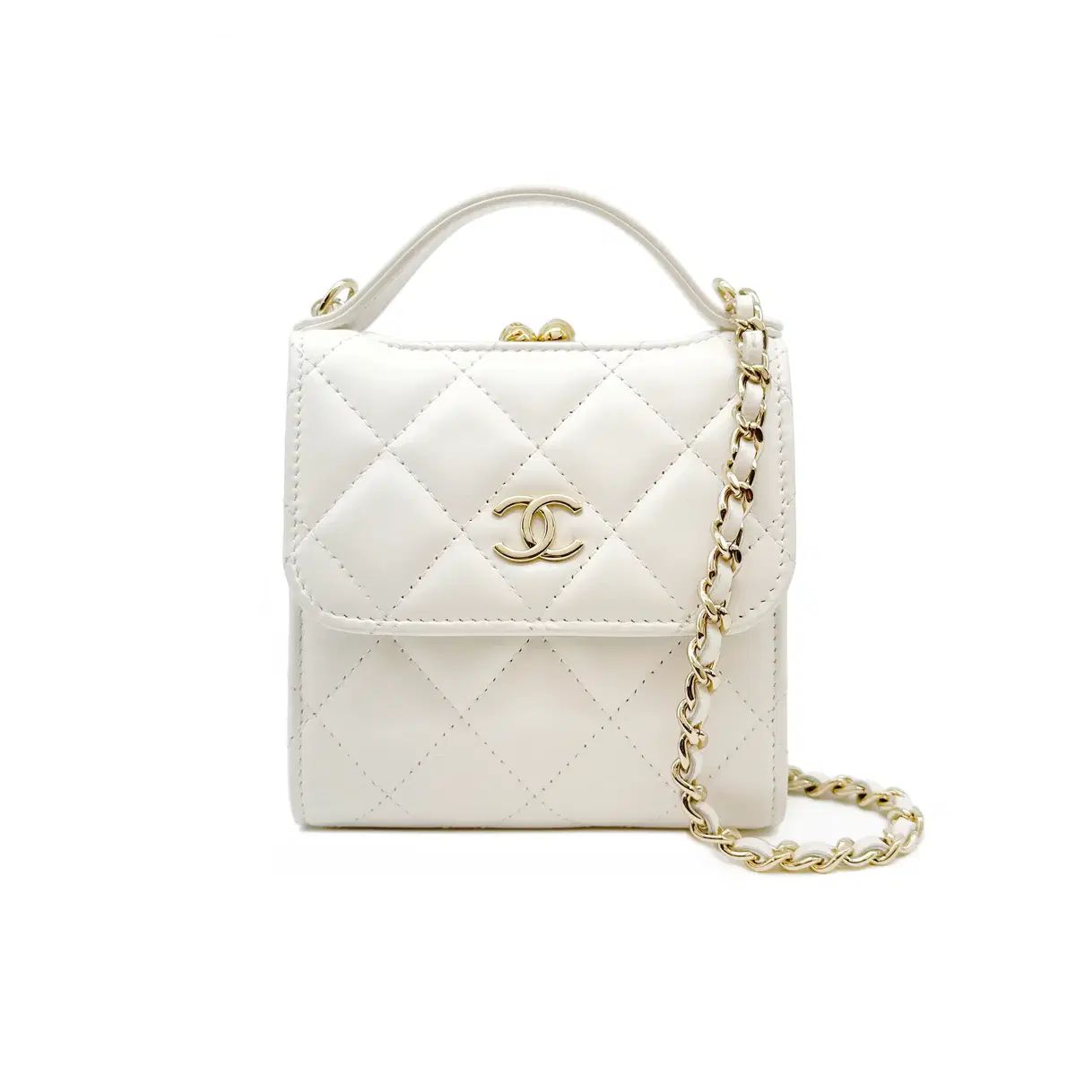 シャネル AP 2837 トップスハンドル チェーン コインケース 白