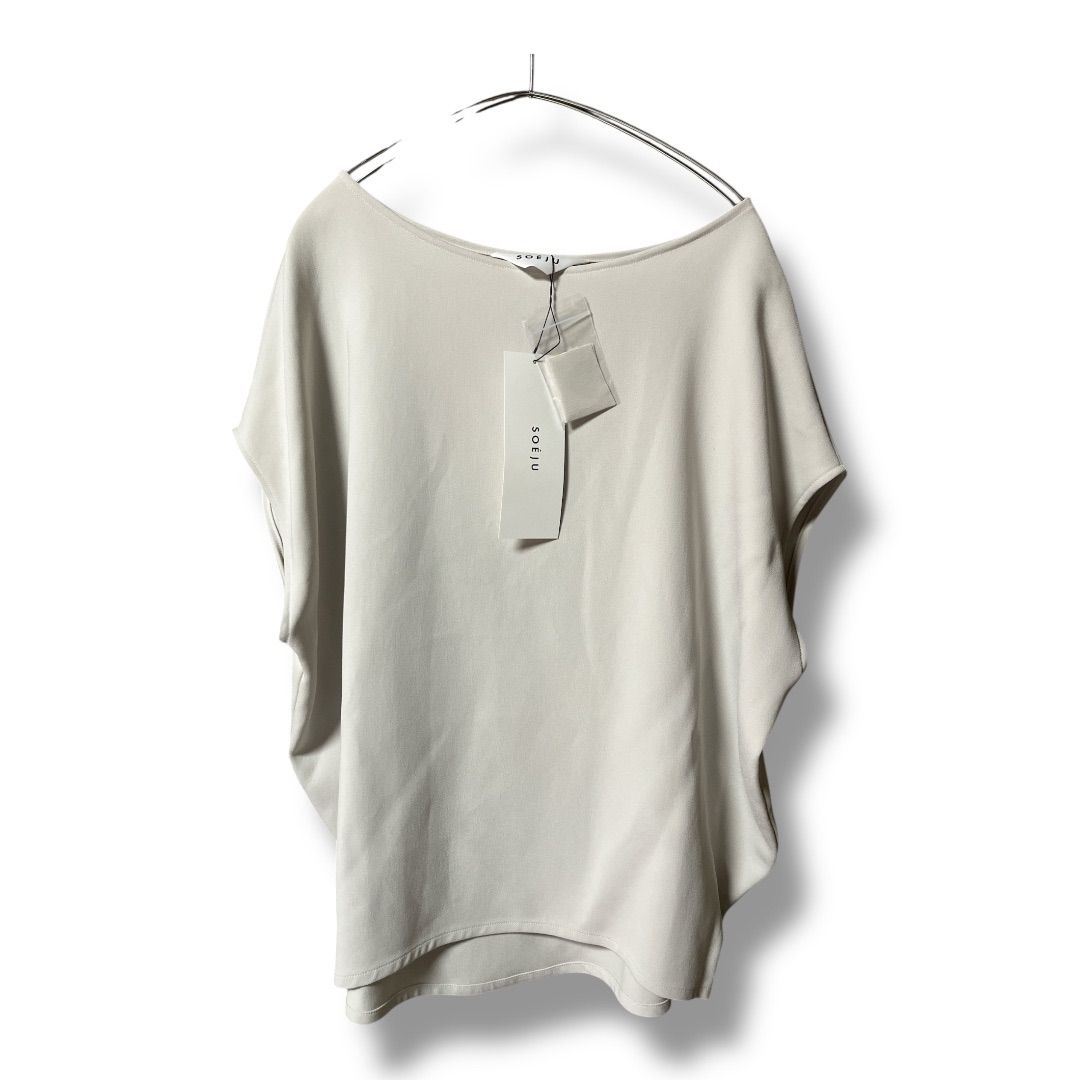 SOEJU ソージュ ショーとスリーブ コクーンブラウス プルオーバー フレンチスリーブ カットソー ストレッチ 定価12000円 レディース サイズM ベージュ 夏 1 No K 1075
