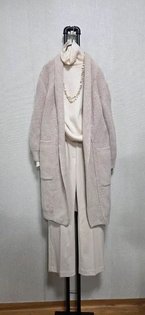 ミシャ ウール ブレンド アイボリー ロング カーディガン ニット