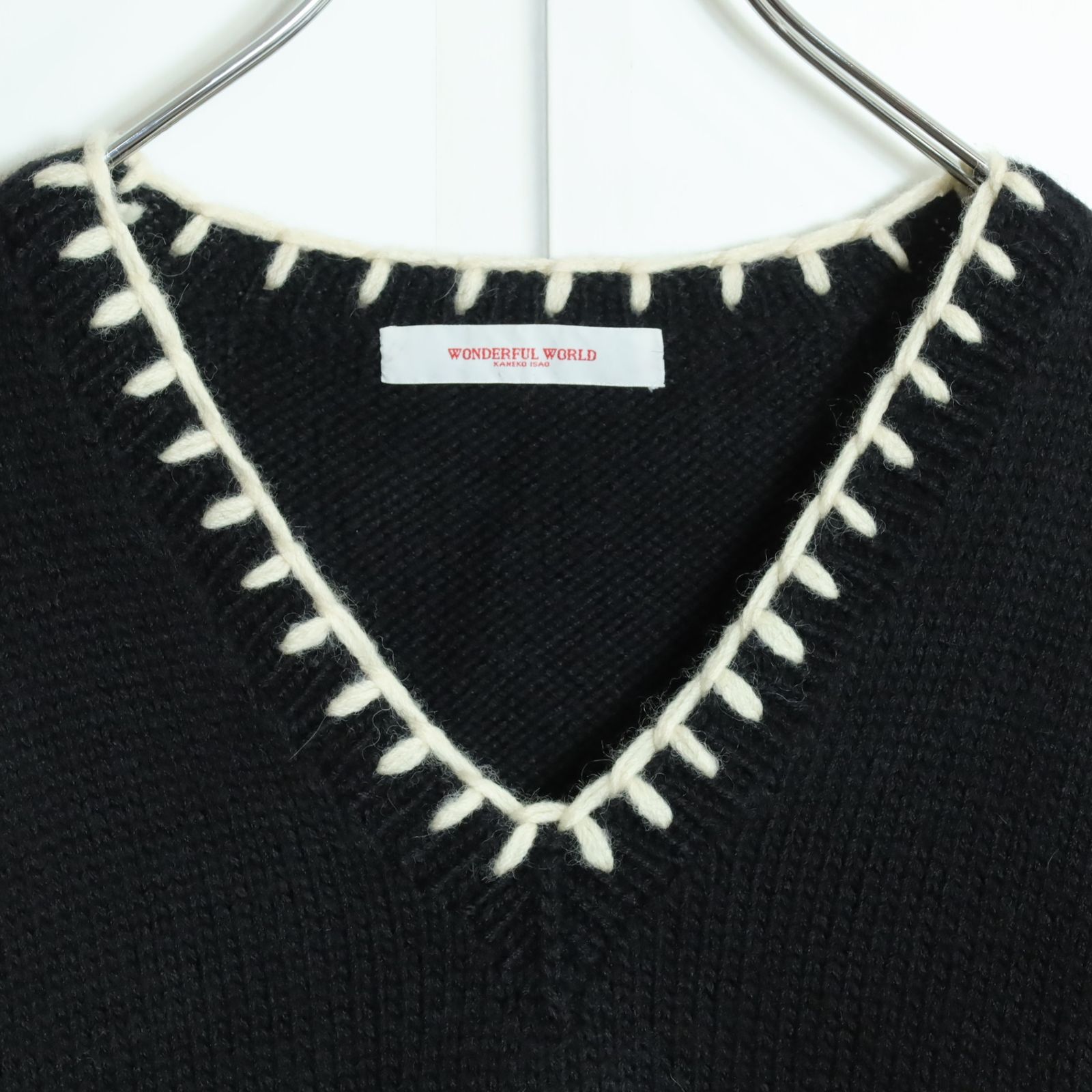 【美品】ワンダフルワールド カネコイサオ★クロス&amp;星♪長袖ニット セーター 黒系 厚手 z16776 KANEKO ISAO - 【美品】ワンダフルワールド カネコイサオ☆クロス&星