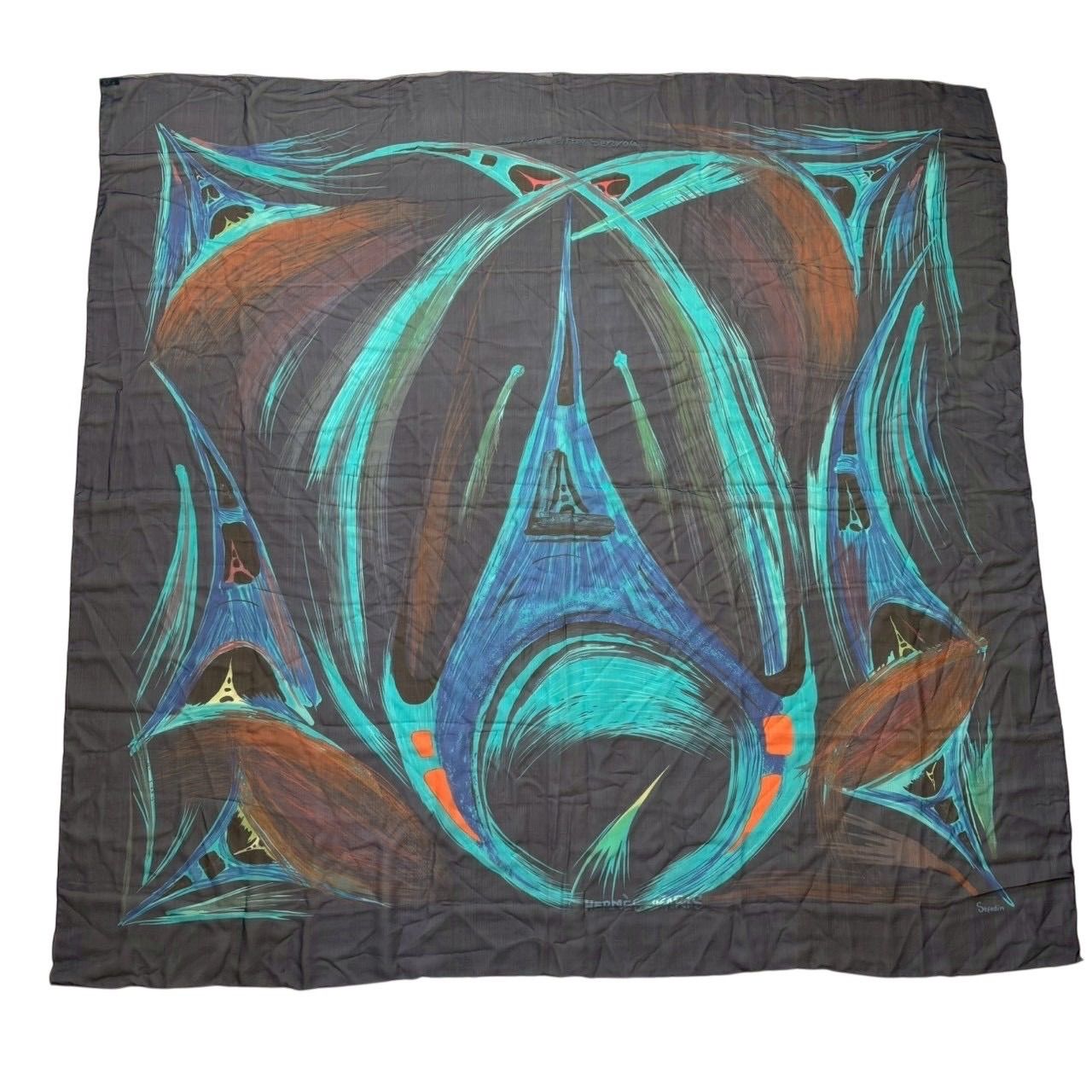 エルメス スカーフ カレ140 La Tour Eiffel S envole エッフェル塔 ストール ショール 総柄 シルク ネイビー マルチ