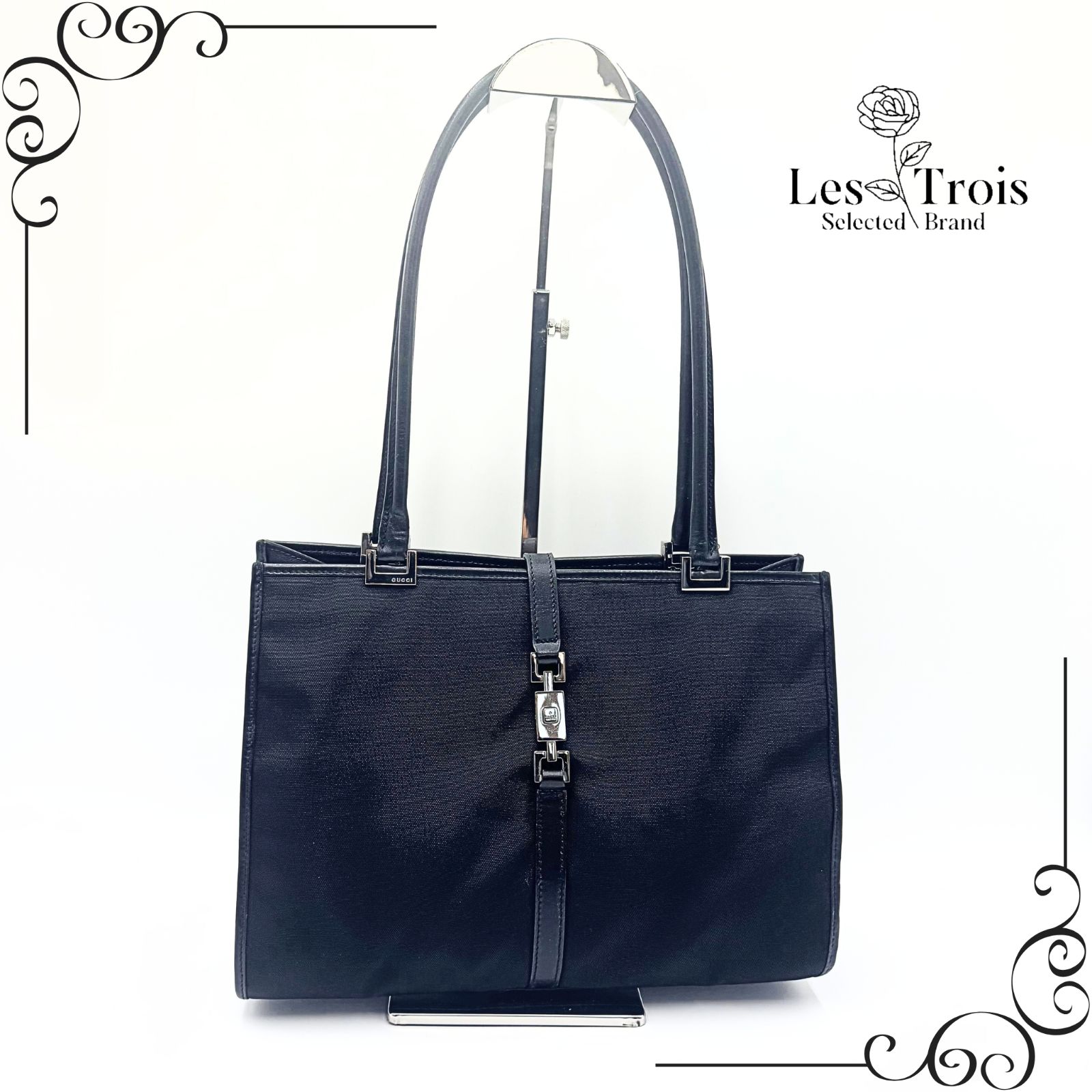 グッチ　GGキャンバス ジャッキー　ハンドバッグ　トートバッグ 黒 GUCCI グッチ ジャッキー トートバッグ GGキャンバス ブラック