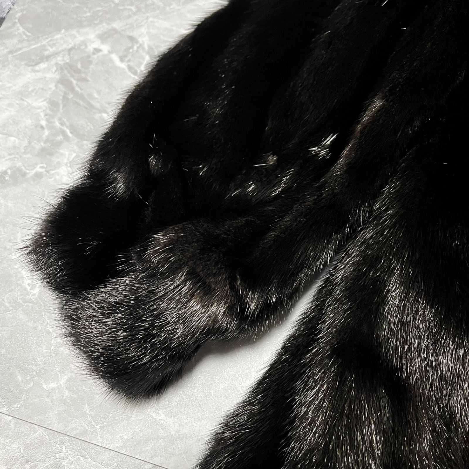 大きいサイズ Belle Vison ベルビジョン SAGA MINK サガミンク ファーコート 毛皮 ダークブラウン 焦茶色 サイズ15 2 XL相当