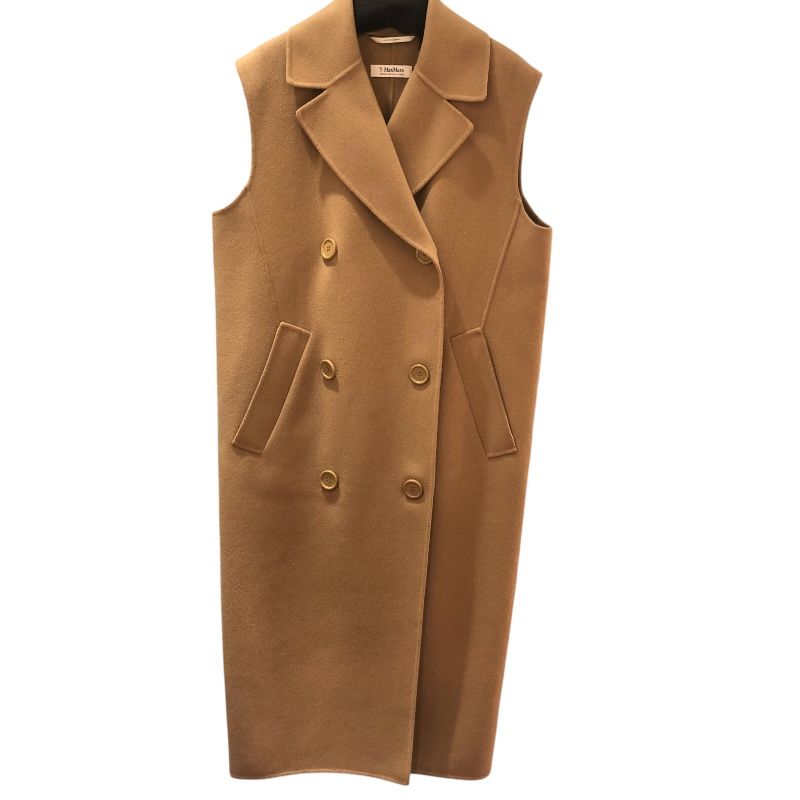 マックスマーラ Max Mara ダブルフェイスベストロングコート キャメル ウール その他アウター